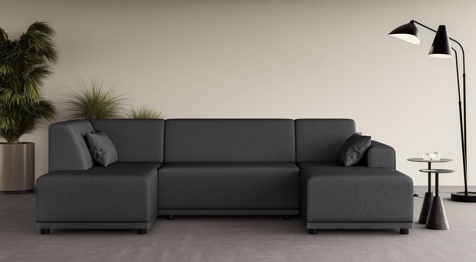 Home affaire Zithoek Tammo U-model zwart, zithoeken, 296 cm