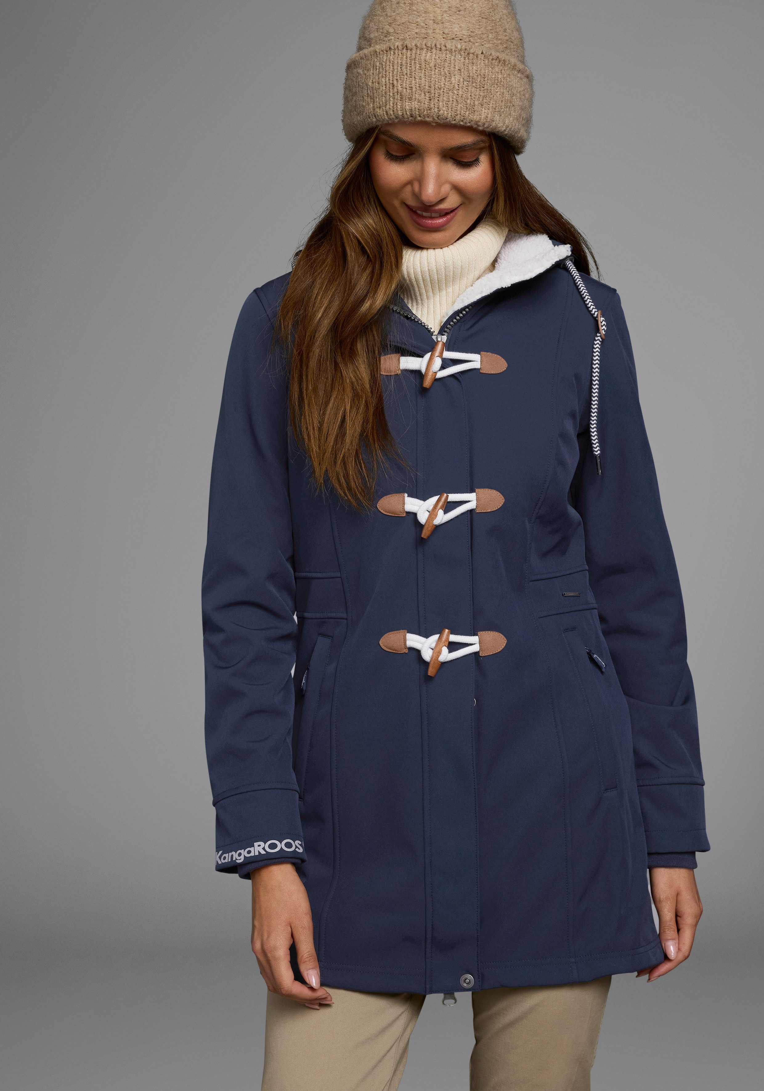 KangaROOS Softshell-jack figuurvolgende pasvorm, normale snit, met afneembare capuchon