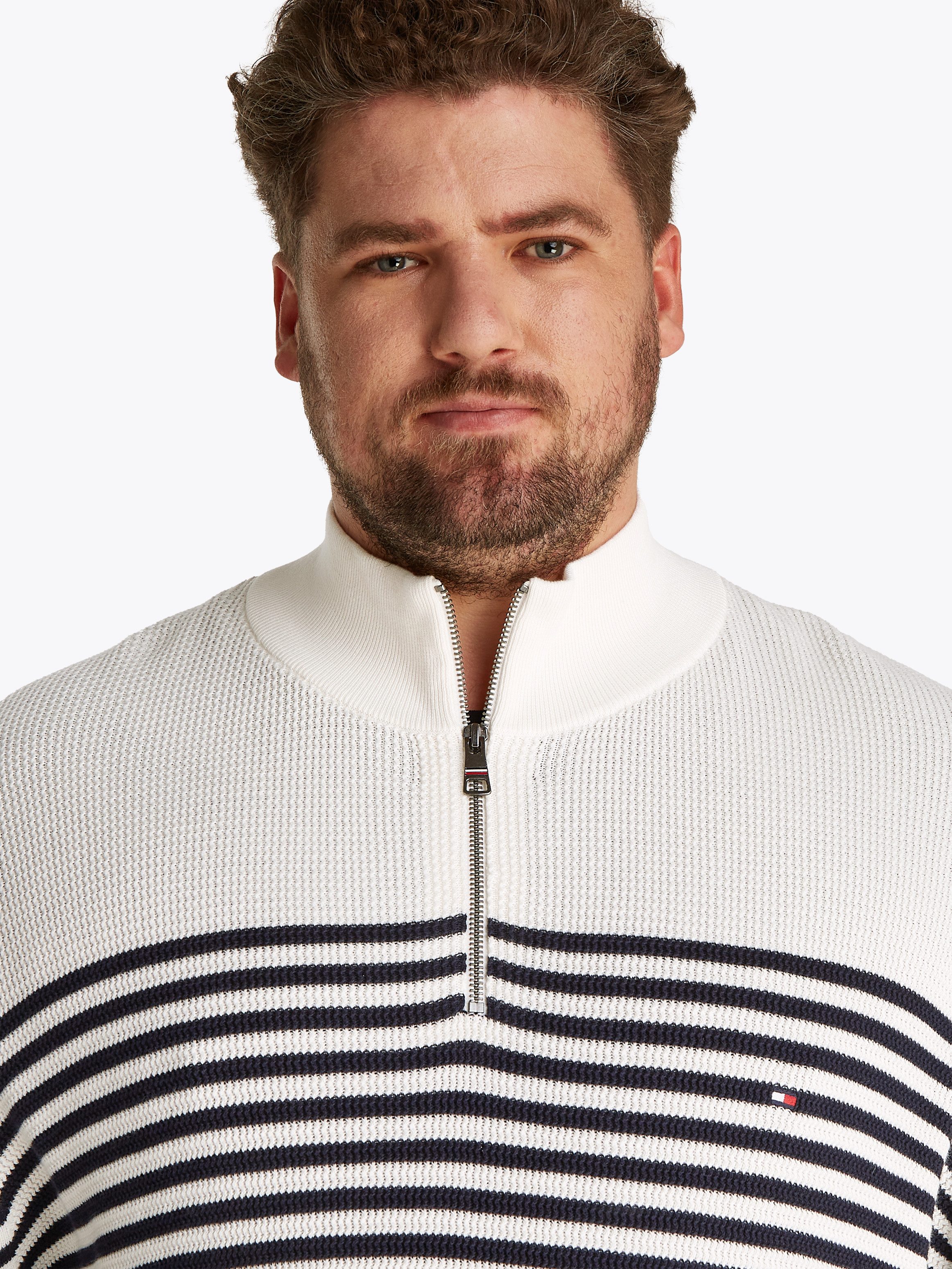 Tommy Hilfiger Schipperstrui BT-RACKING STRUCTURE ZIP MOCK-B Grote maten, met fijne structuur