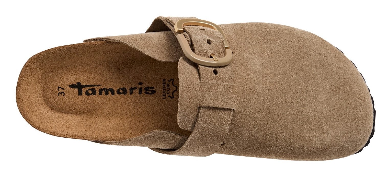 Tamaris Clogs , huisschoen, instapschoen, comfortabele schoen met verstelbare gesp