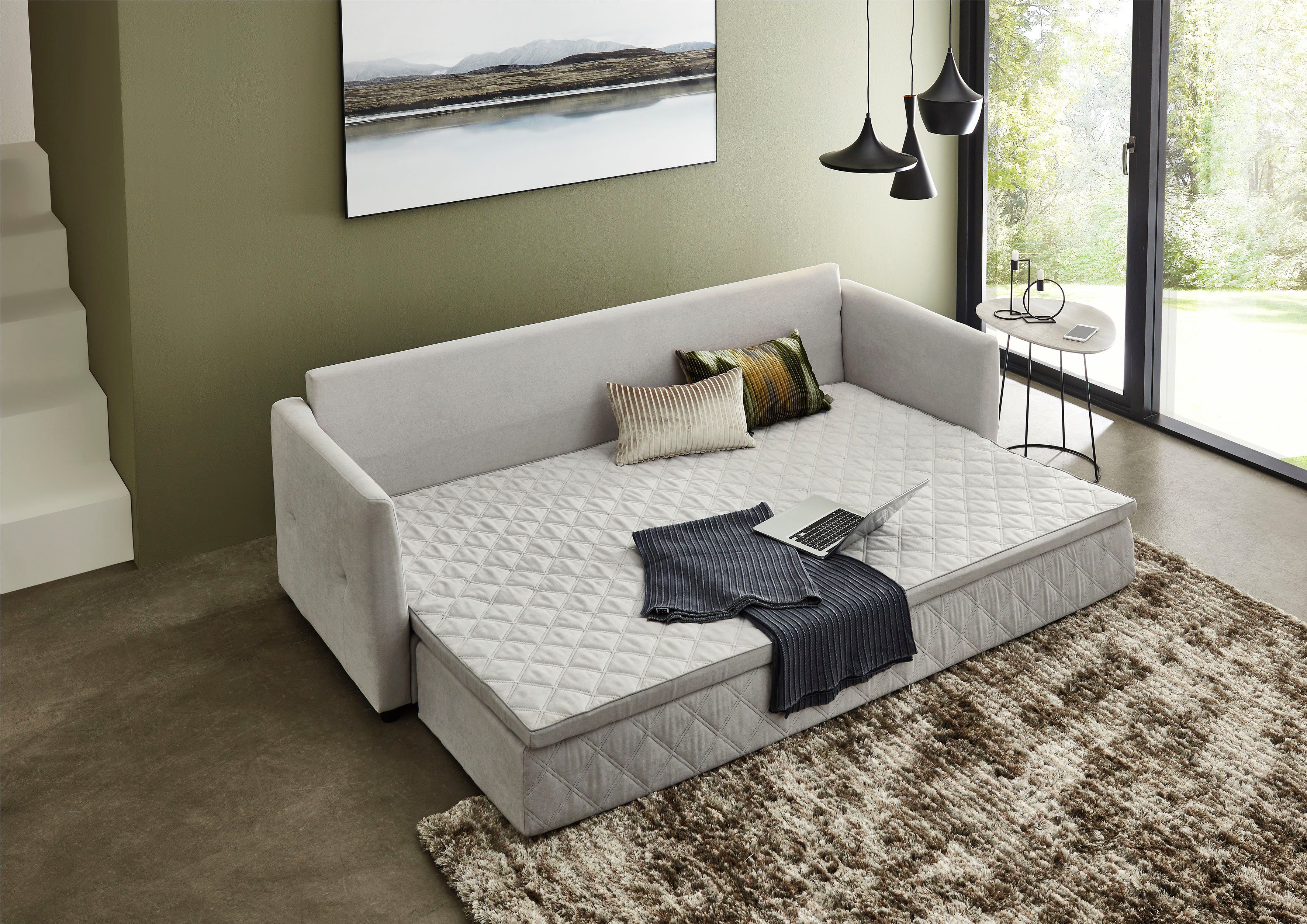 ATLANTIC home collection Slaapbank KEN met slaapfunctie, inclusief topmatras met afneembare bekleding
