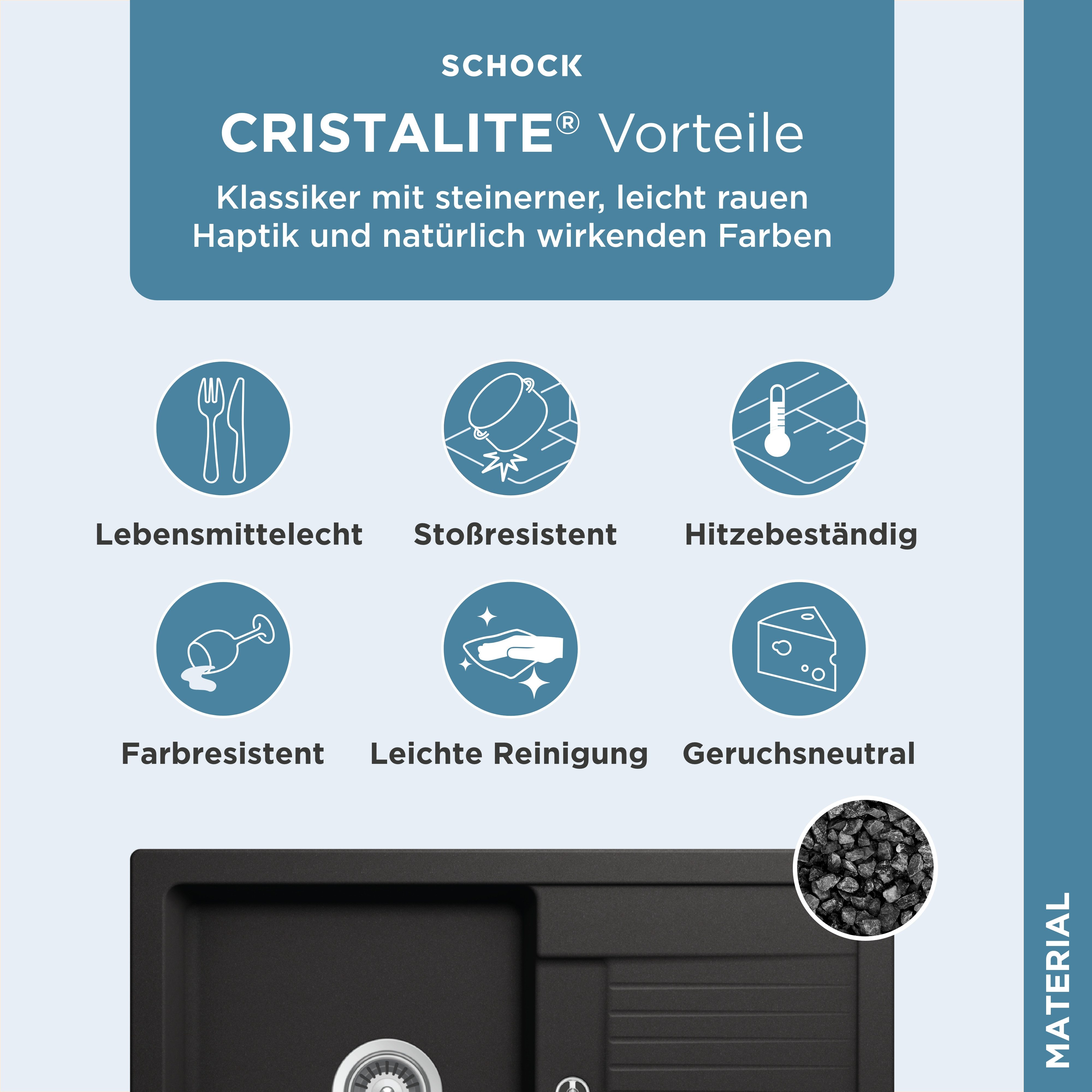 Schock Granieten spoelbak Lima D-100S 78/50 cm, opzetgootsteen