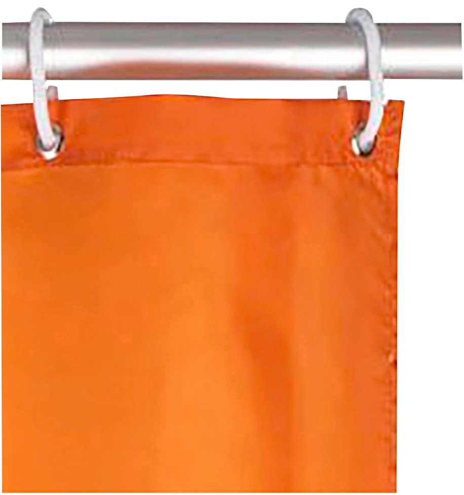 WENKO Douchegordijn Uni-oranje Hoogte 200 cm, wasbaar