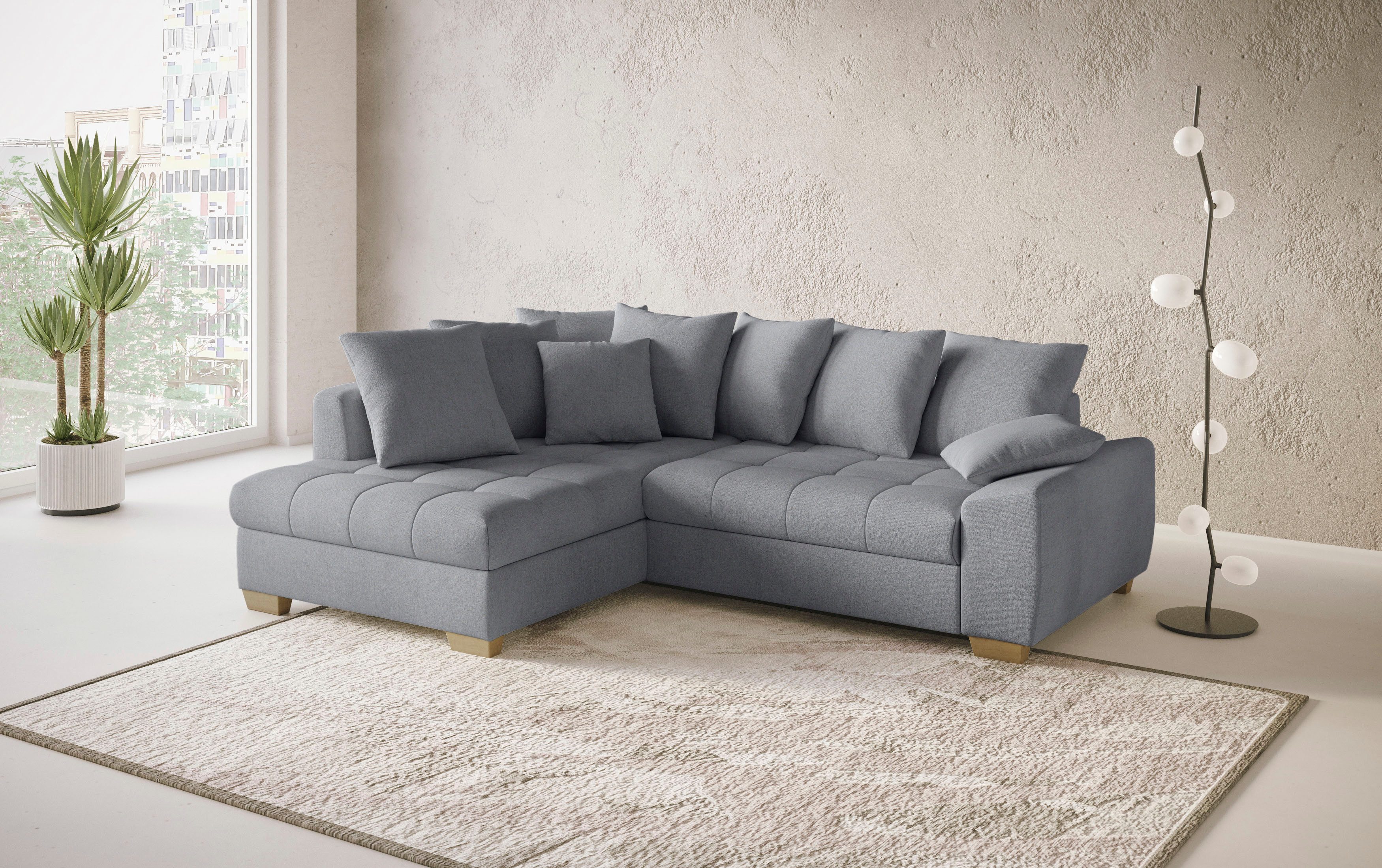 Mr. Couch Hoekbank Nikita II, L-vorm, tot 140kg per zitplaats belastbaar met koudschuim bekleding, optioneel met bed en bedlade