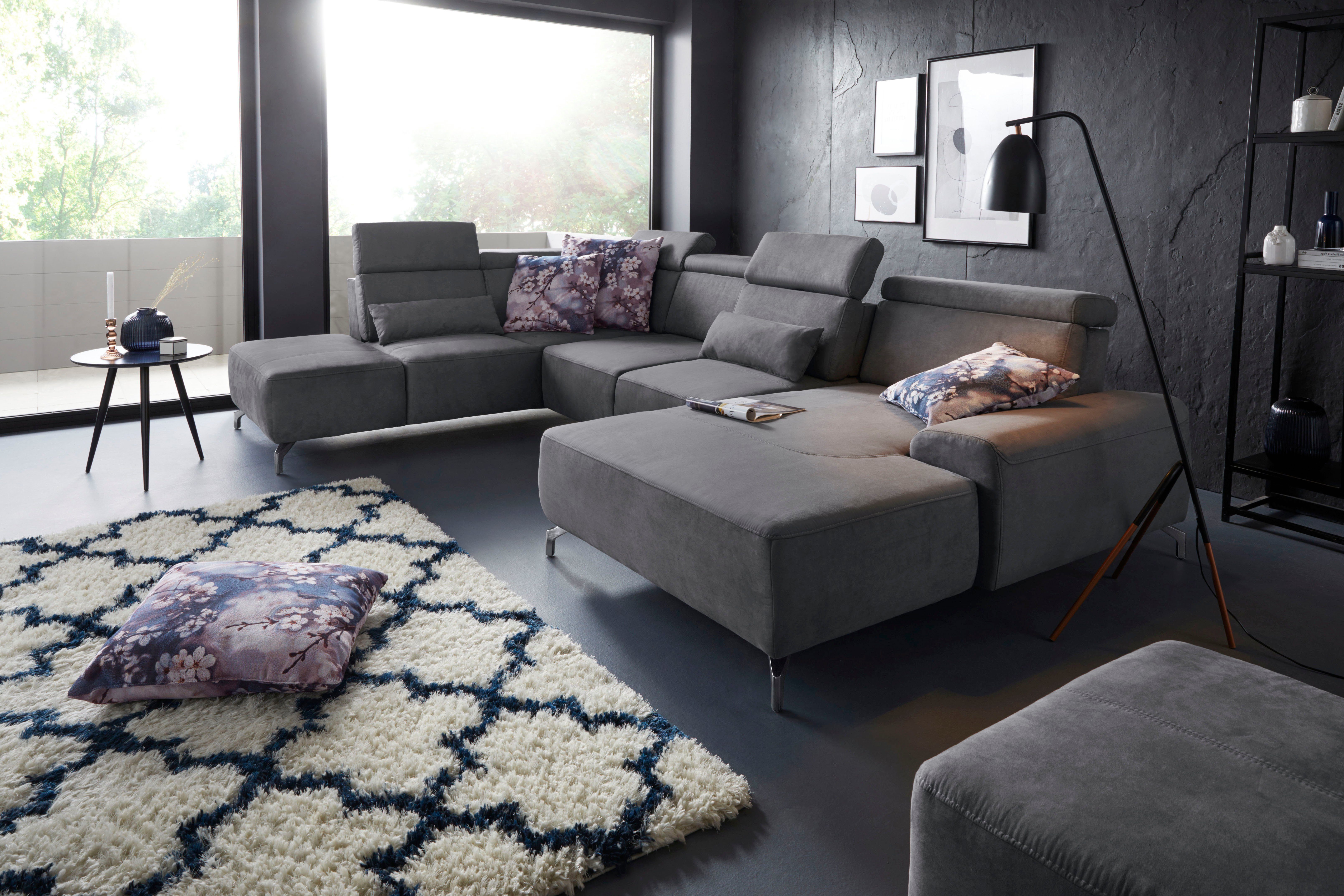 sit&more Zithoek Gizeh U-vorm 12 cm poothoogte, inclusief zitdiepteverstelling en verstelbare hoofdsteun