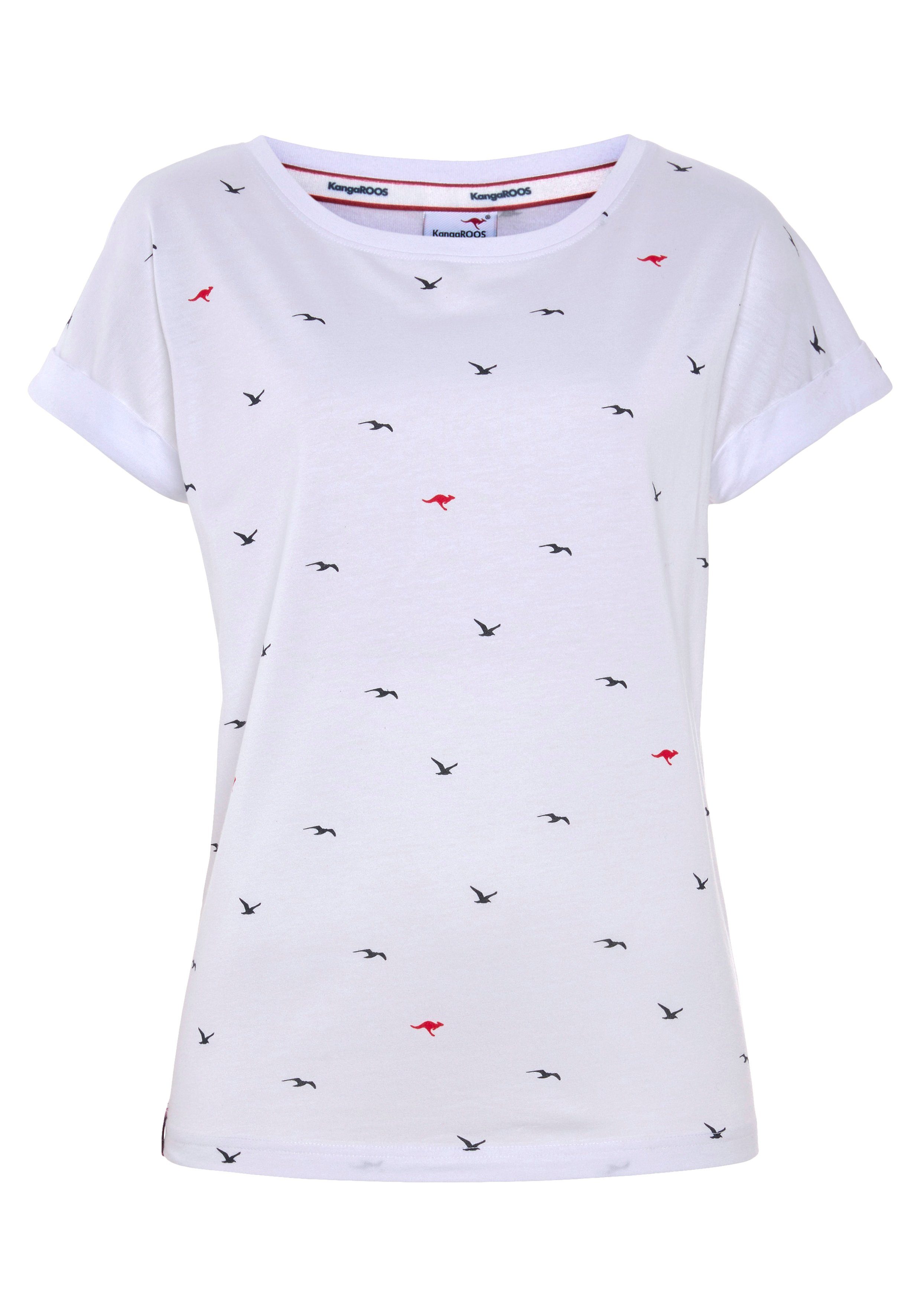 KangaROOS Shirt met print korte mouwen, figuurvolgend, met print, met ronde hals