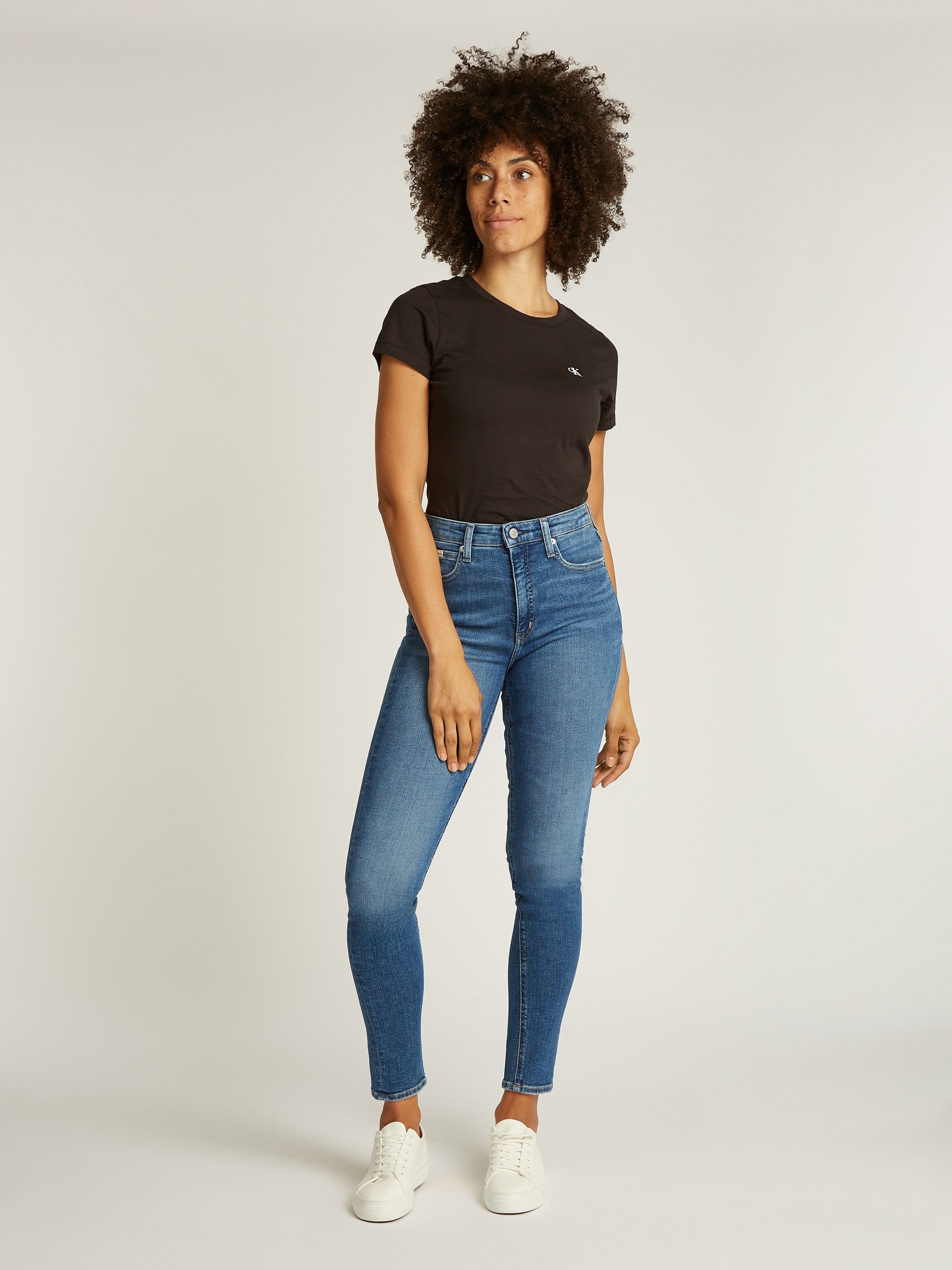 Calvin Klein Skinny fit jeans High rise skinny met muntzakje, lichte stone wash-look