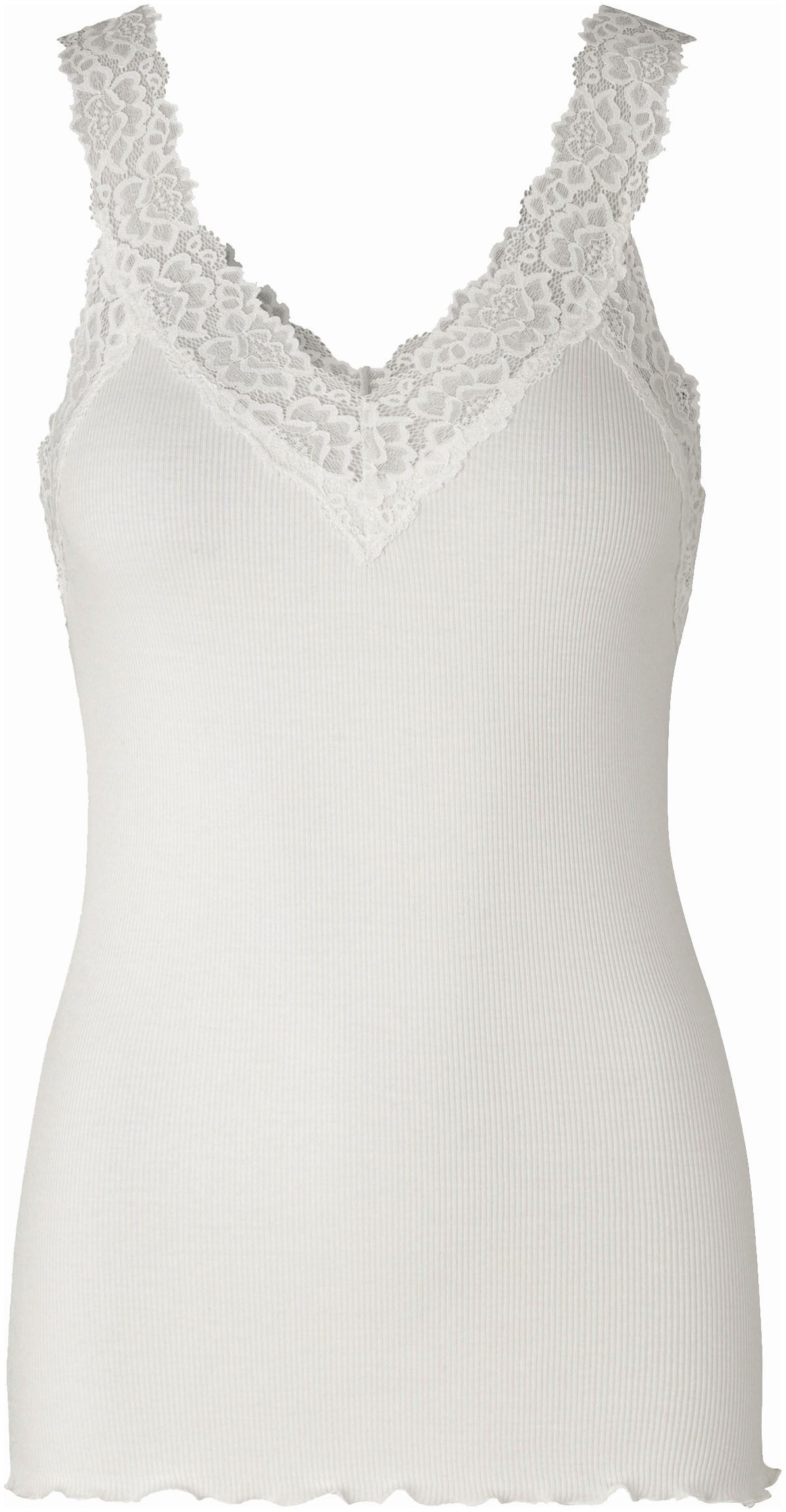 rosemunde Shirt voor eronder Bernardine Organic Cotton Top met prachtige vintage kanten afwerking aan de v-hals