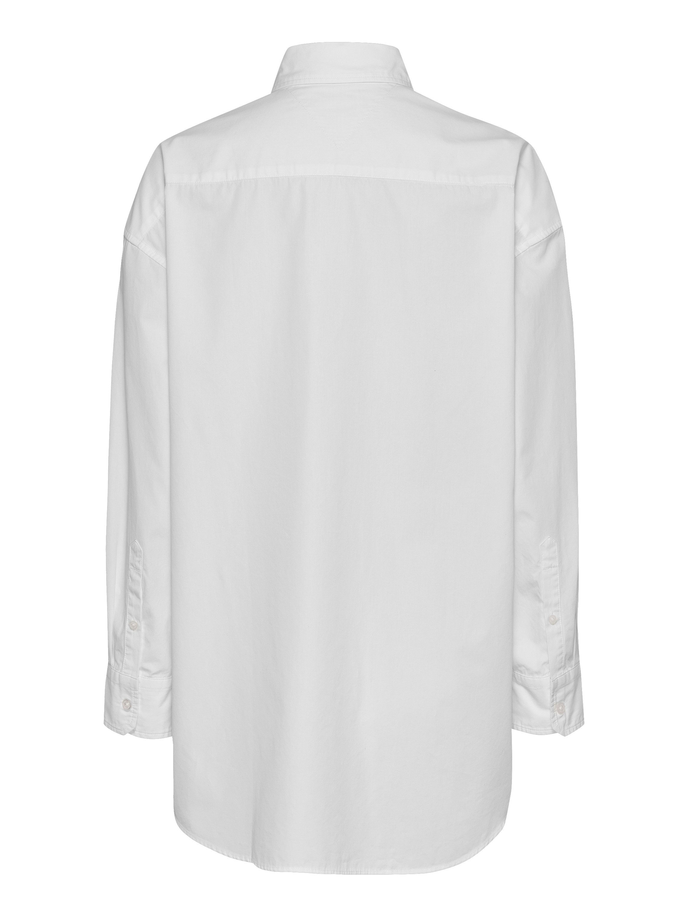 Tommy Jeans Curve Overhemdblouse TJW OVS BADGE POPLIN SHIRT EXT in grote maten, popeline, lange mouw, badge