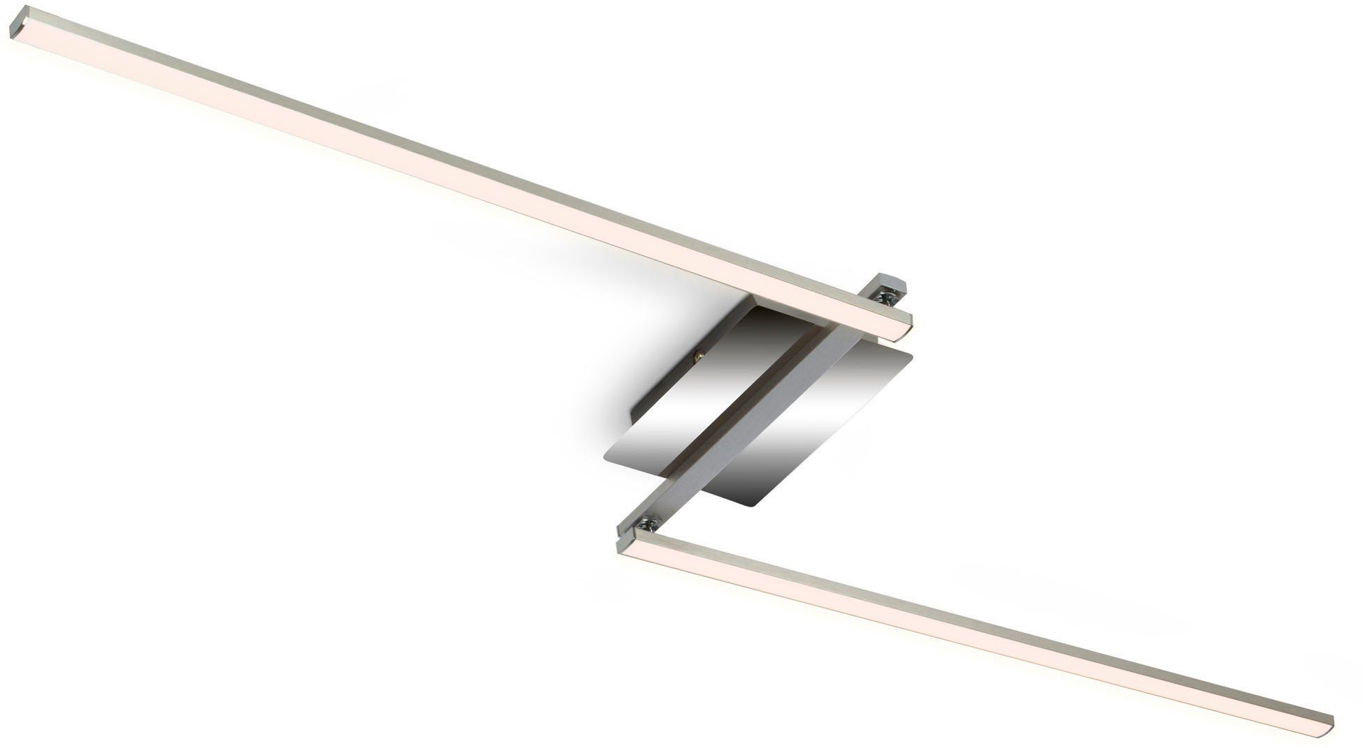 Briloner Leuchten Plafondlamp STAFF LED plafondlamp 2-vlamig draaibaar alu-chroom 3000K 12W metaal (1 stuk)