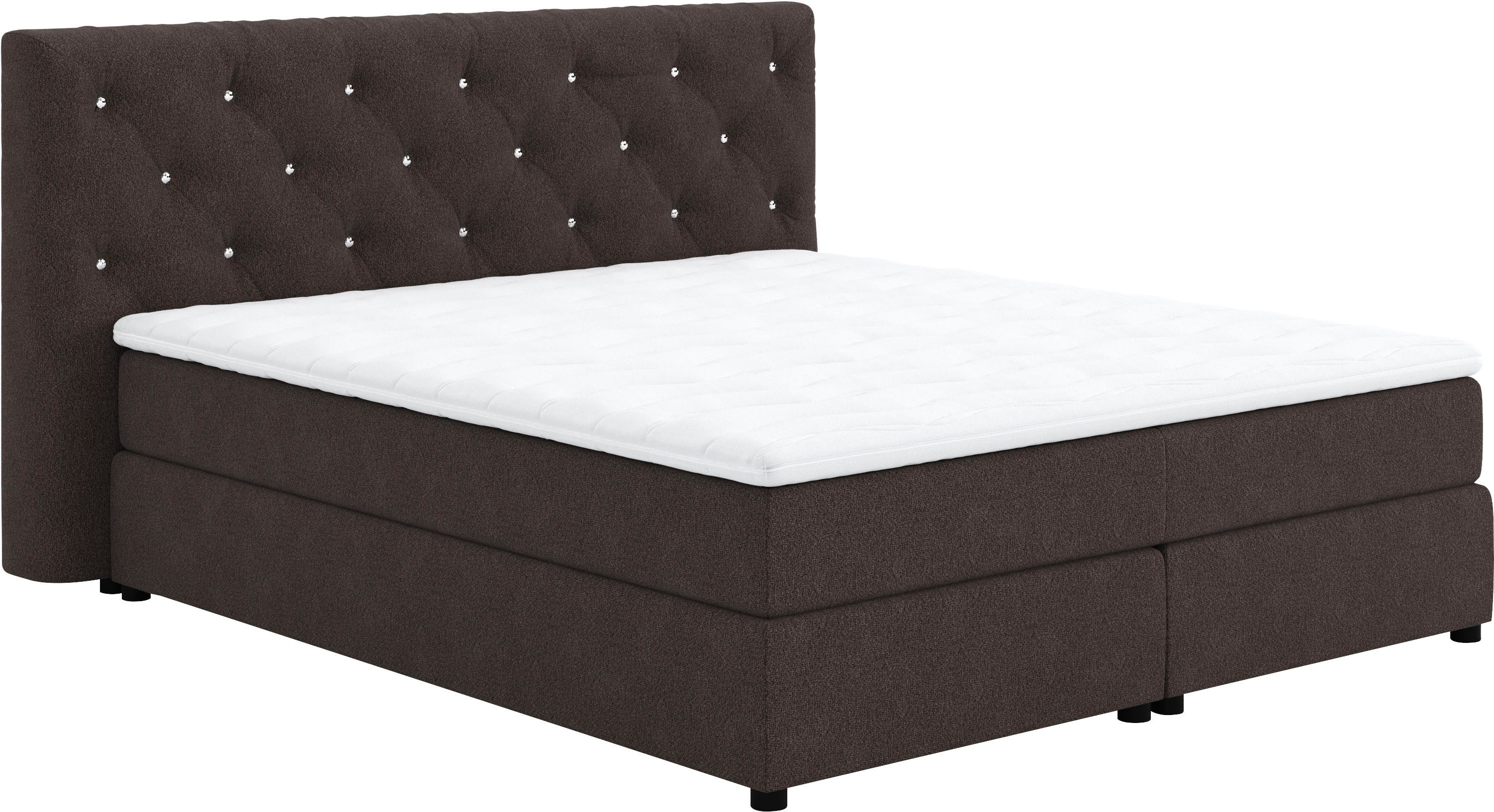 COTTA Boxspring Castlerock met strass-steentjes in het hoofdeinde, incl. topper boxsprings grijs