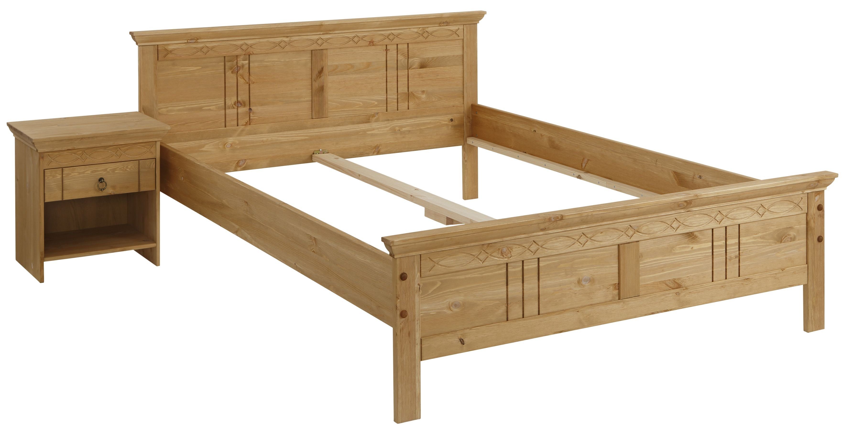 Home affaire Massief houten ledikant Indra, TOPSELLER, landhuisstijl, elegant design, gecertificeerd massief hout