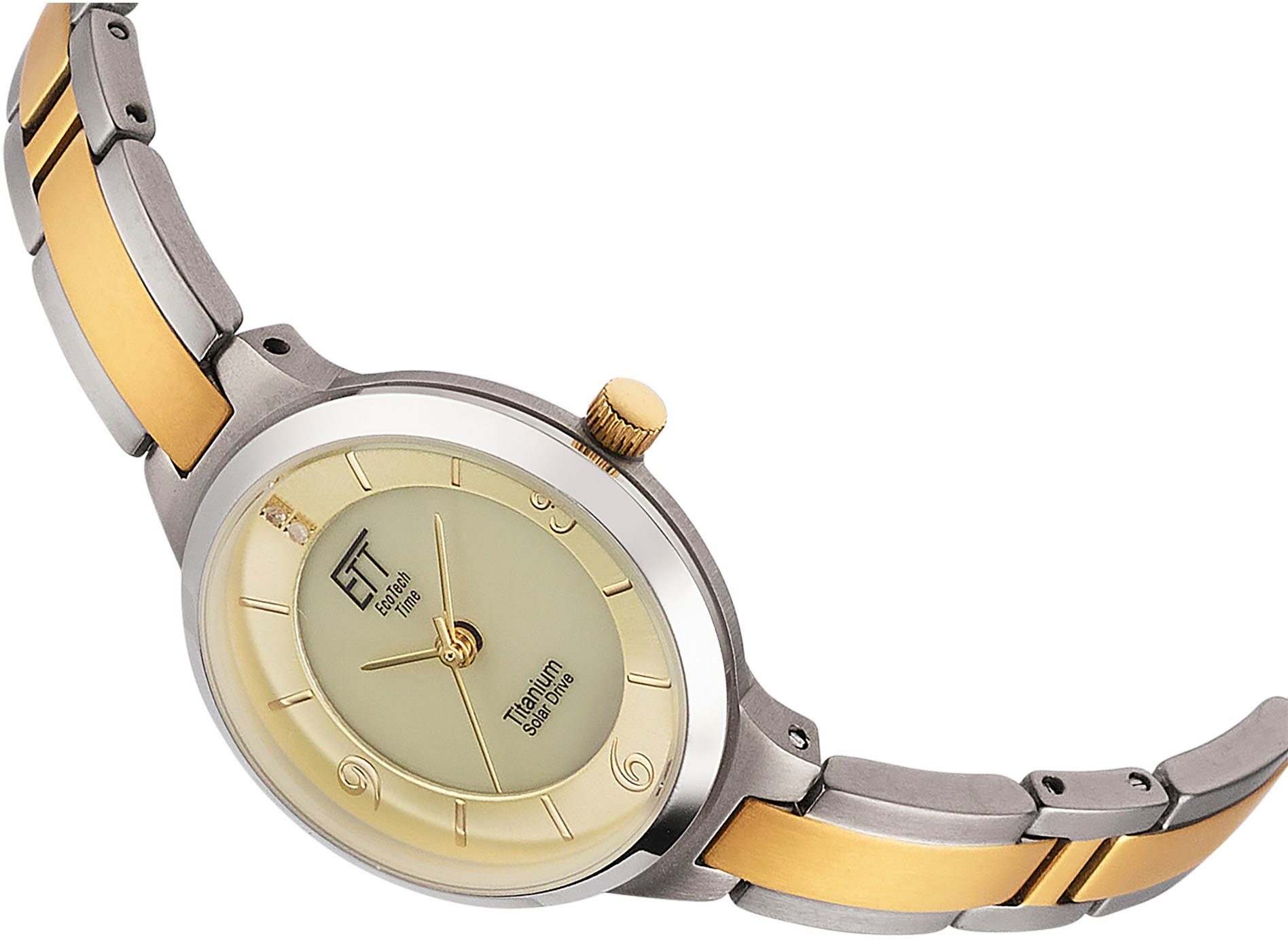 ETT Solarhorloge Solar Drive Polshorloge, dameshorloge, titanium (set, 2-delig, Met riemverkorter)