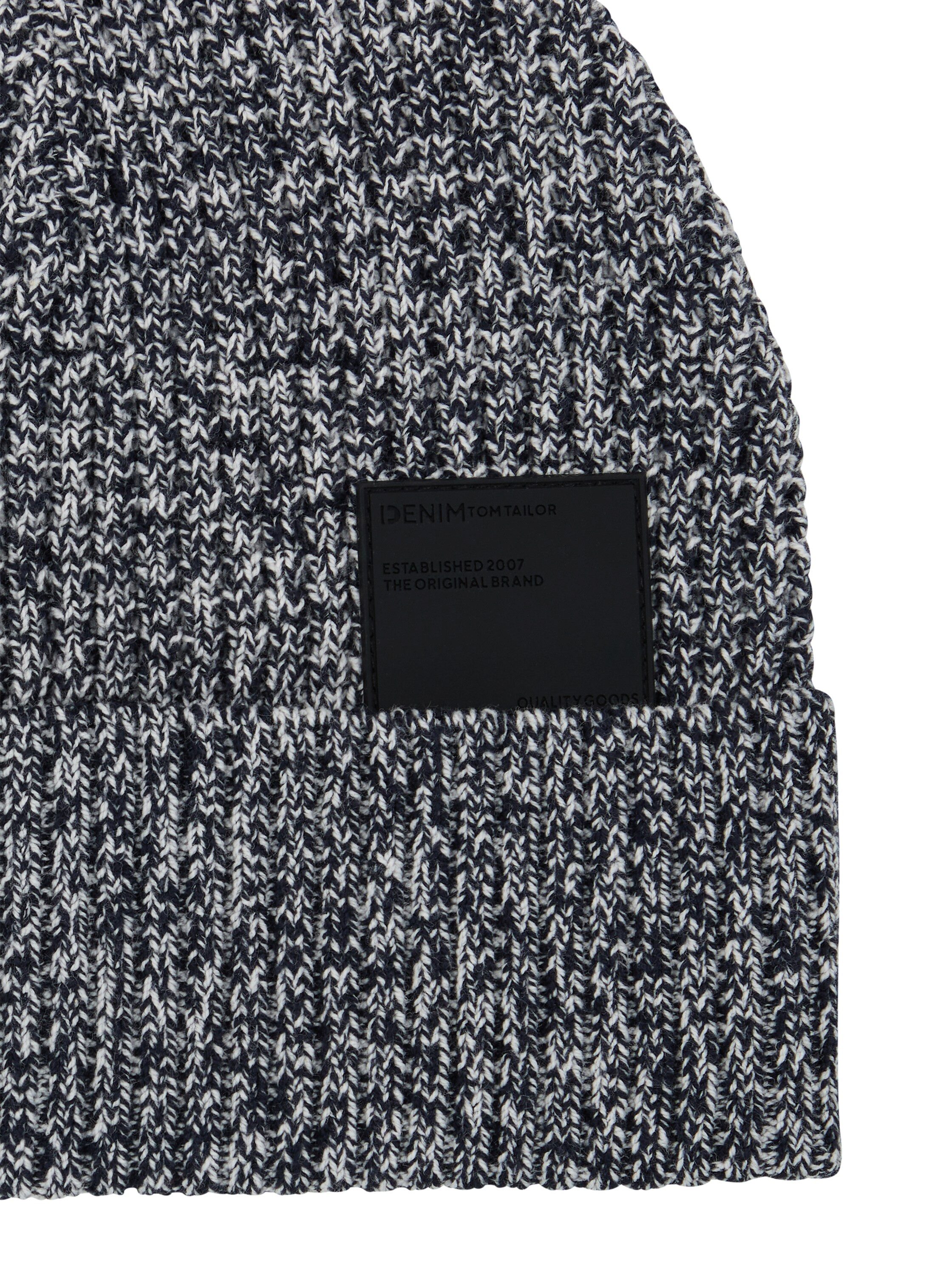 Tom Tailor Denim Beanie met breistructuur en logo-badge