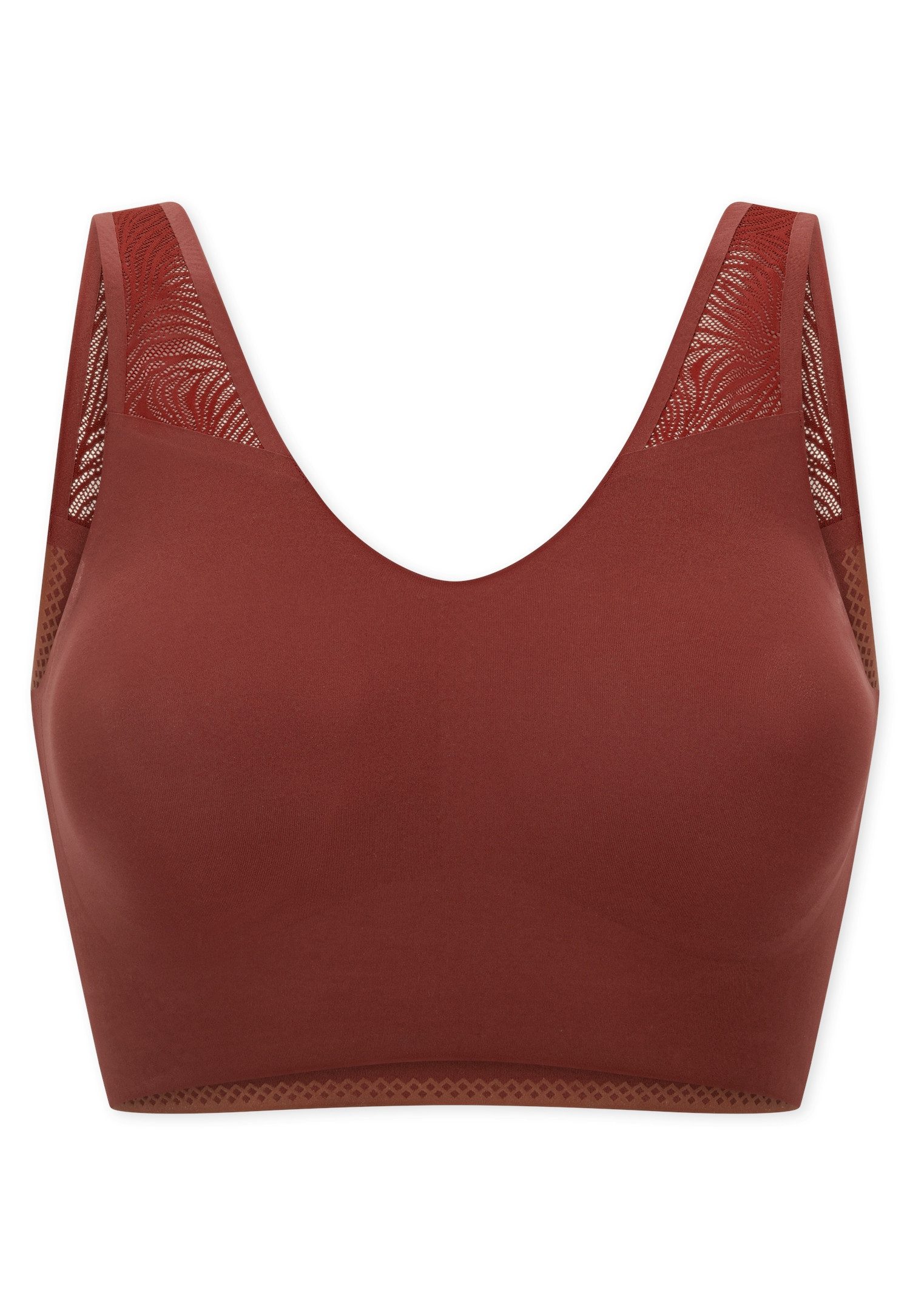 Schiesser Bustier Invisible Soft Lace uitneembare pads, kanten inzetstuk, v-hals