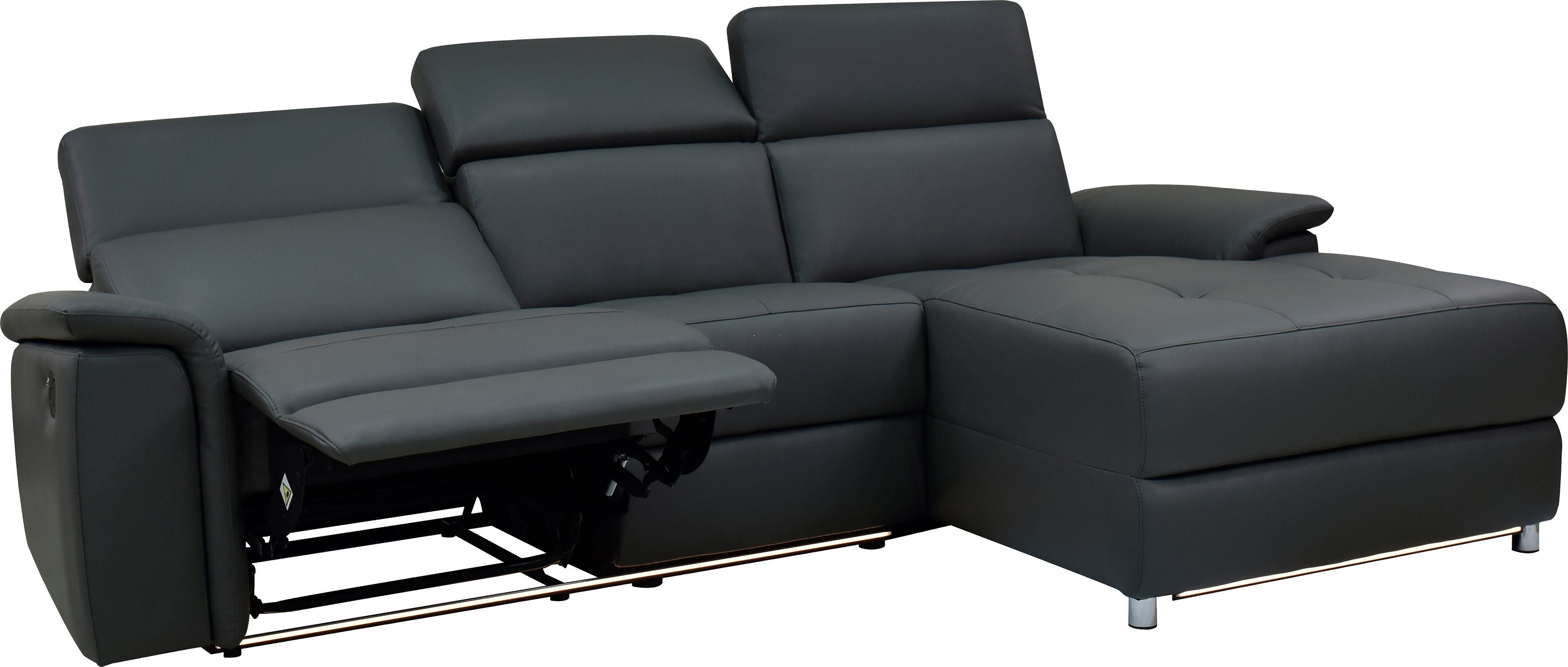 Places of Style Hoekbank Pareli, L-model, 259 cm, met récamier, echt leer, imitatieleer, weefstof