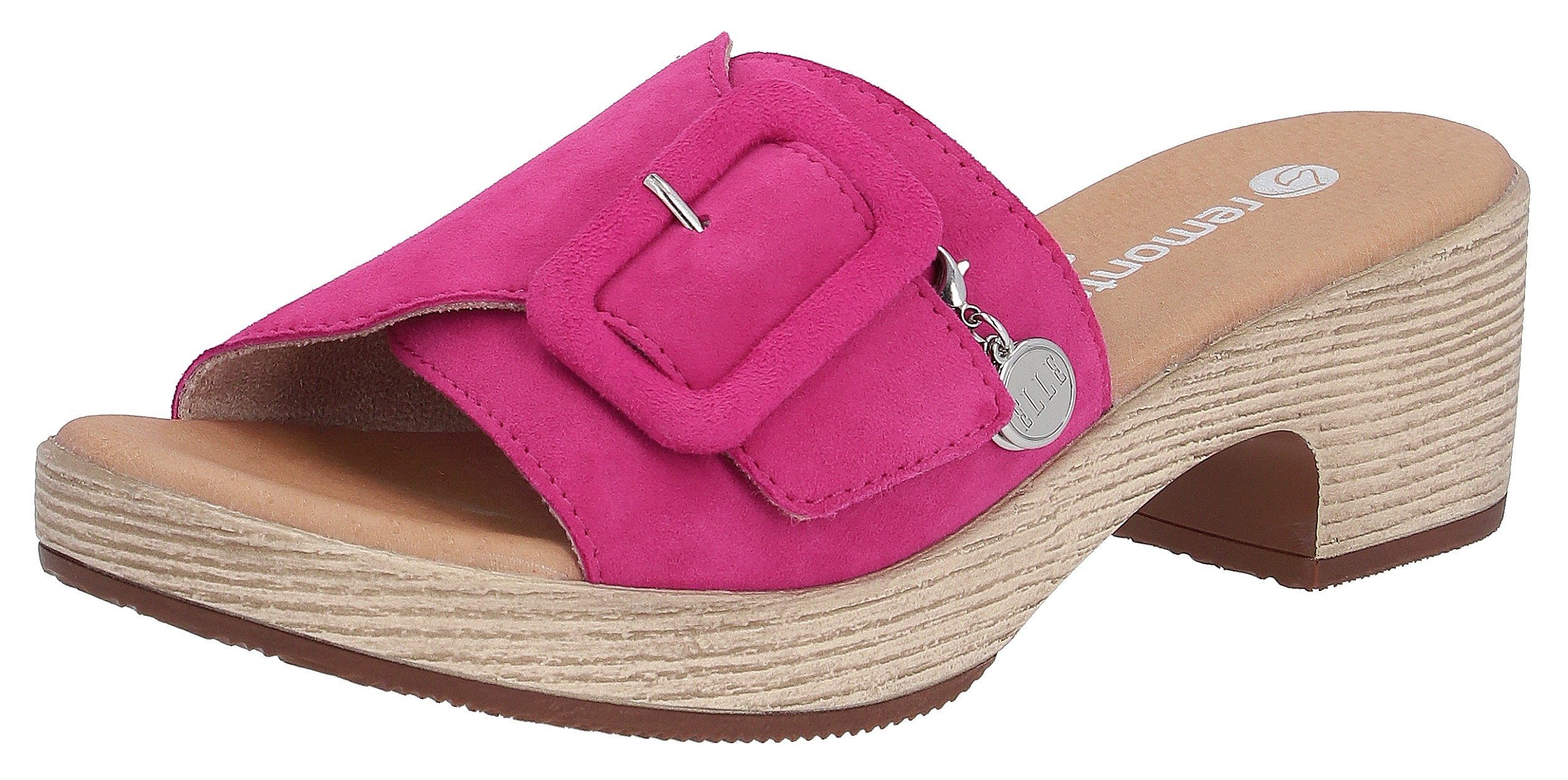 Remonte Slippers ELLE-Collection blokhak, zomerschoen, slippers, decoratieve gesp, elle-collectie