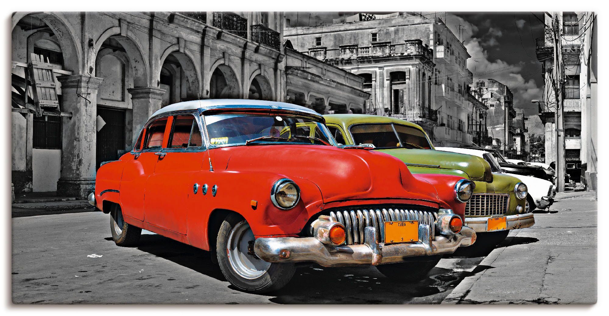 Artland Artprint Aanzicht van kleurrijke havanna auto’s in vele afmetingen & productsoorten - artprint van aluminium / artprint voor buiten, artprint op linnen, poster, muursticker