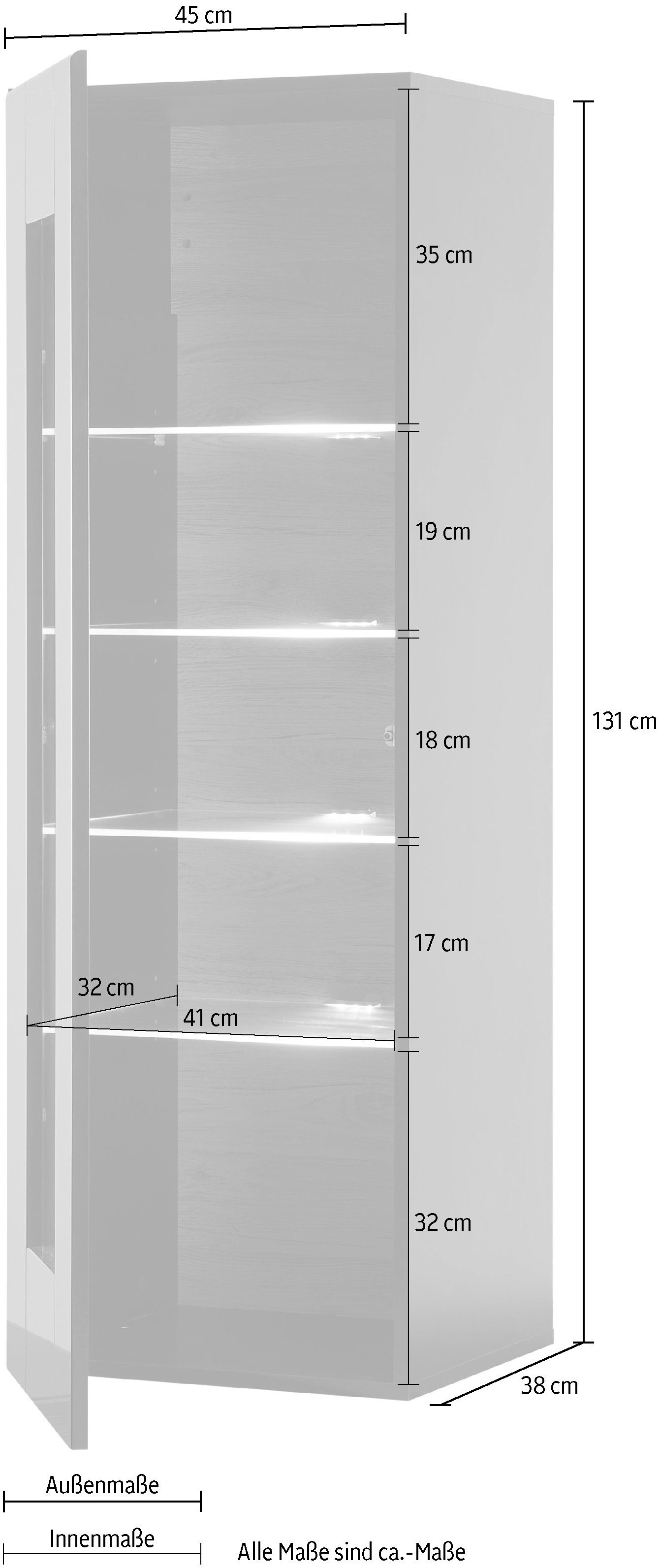 Places of Style Vitrinekast CAYMAN Hoogte ca. 131 cm