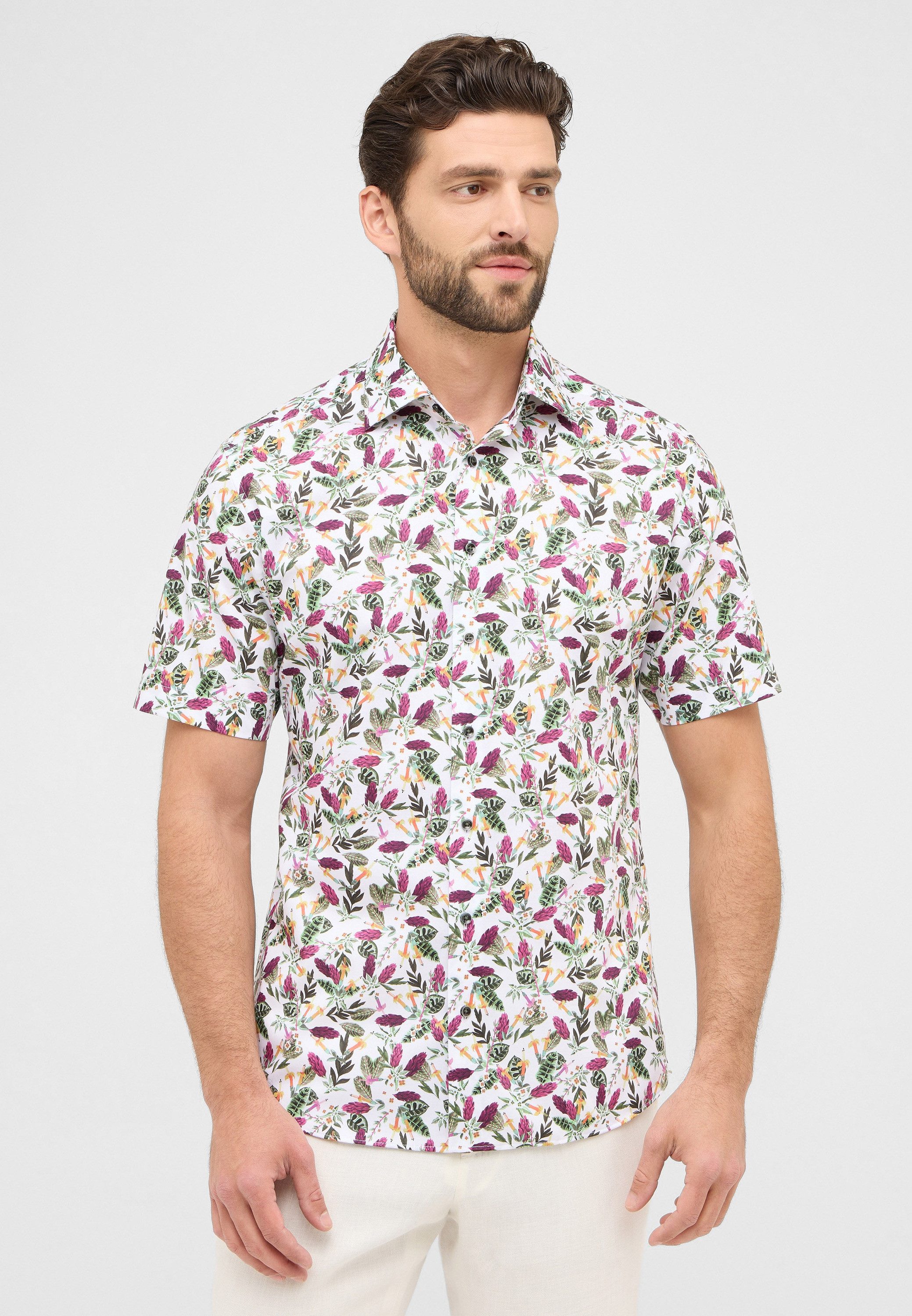 Eterna Modern fit zakelijk overhemd met bloemenmotief