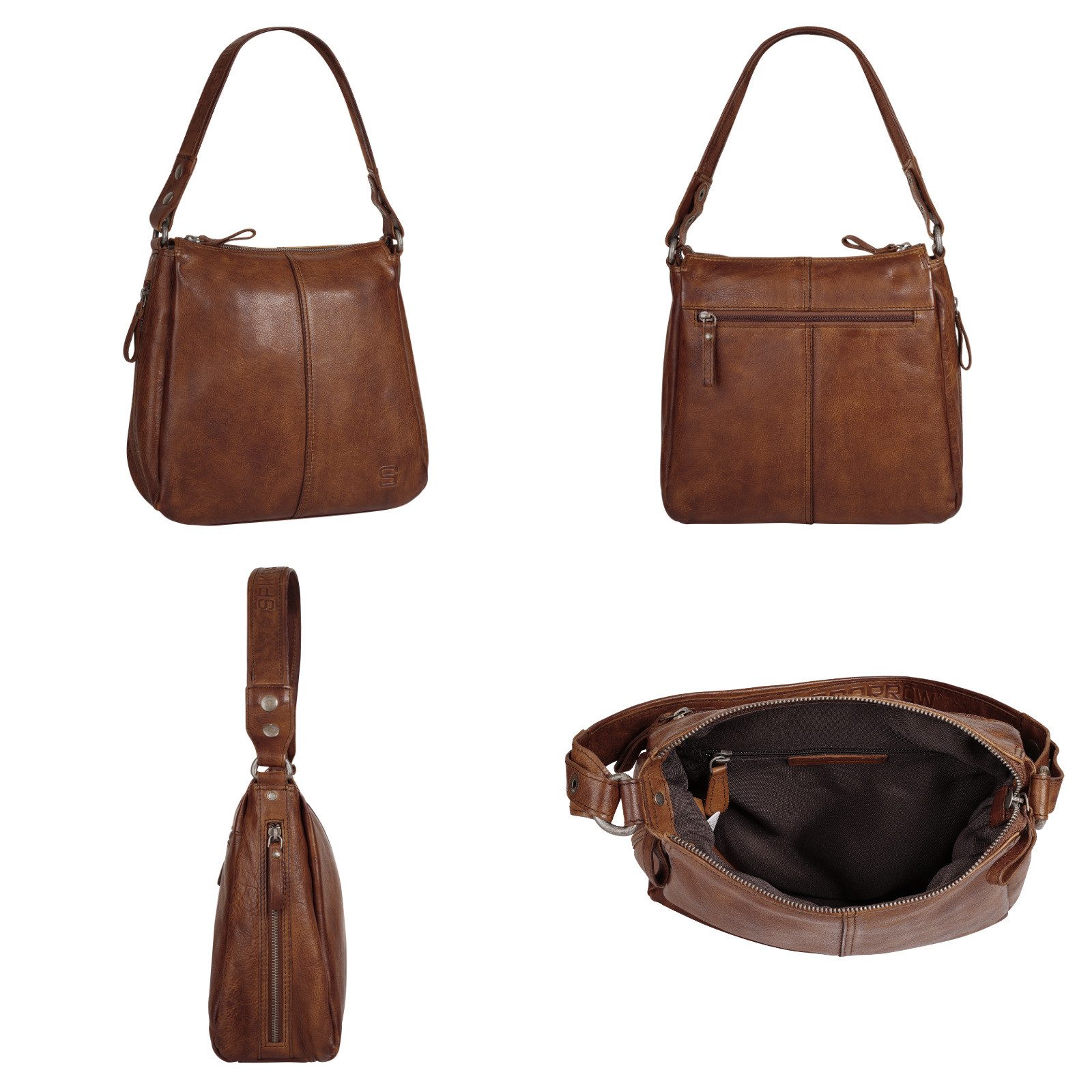 Spikes & Sparrow Schoudertas echt leder