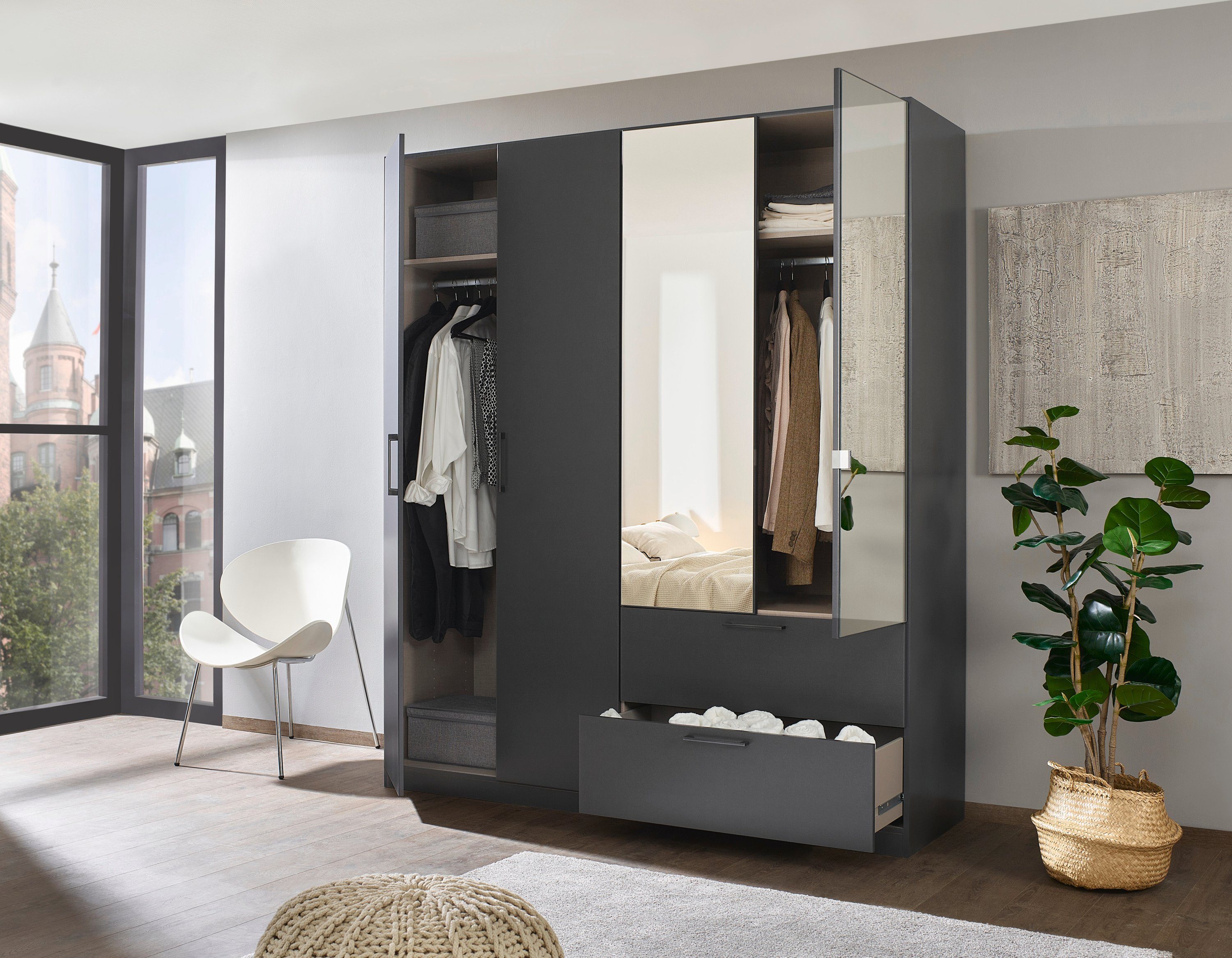 Slaapkamerserie Compleet slaapkamer Challenger (Set van 4 delen) Kast 2 breedtes, bed 3 breedtes, 2 nachttafels MADE IN GERMANY