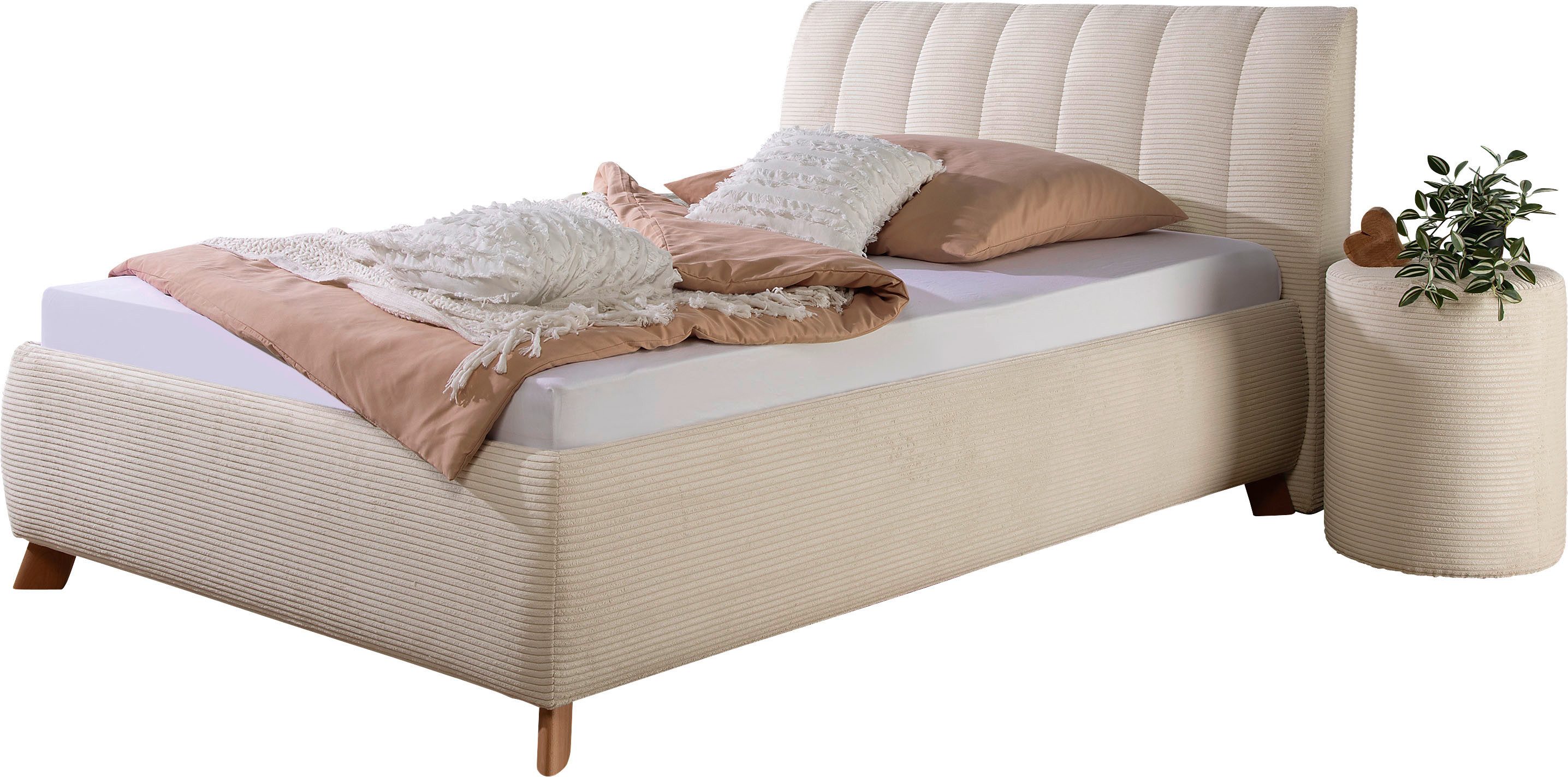 Maintal Gestoffeerd bed Hügeldorf inclusief bedlade, verkrijgbaar in h2, h3 & h4, van cord bekleding