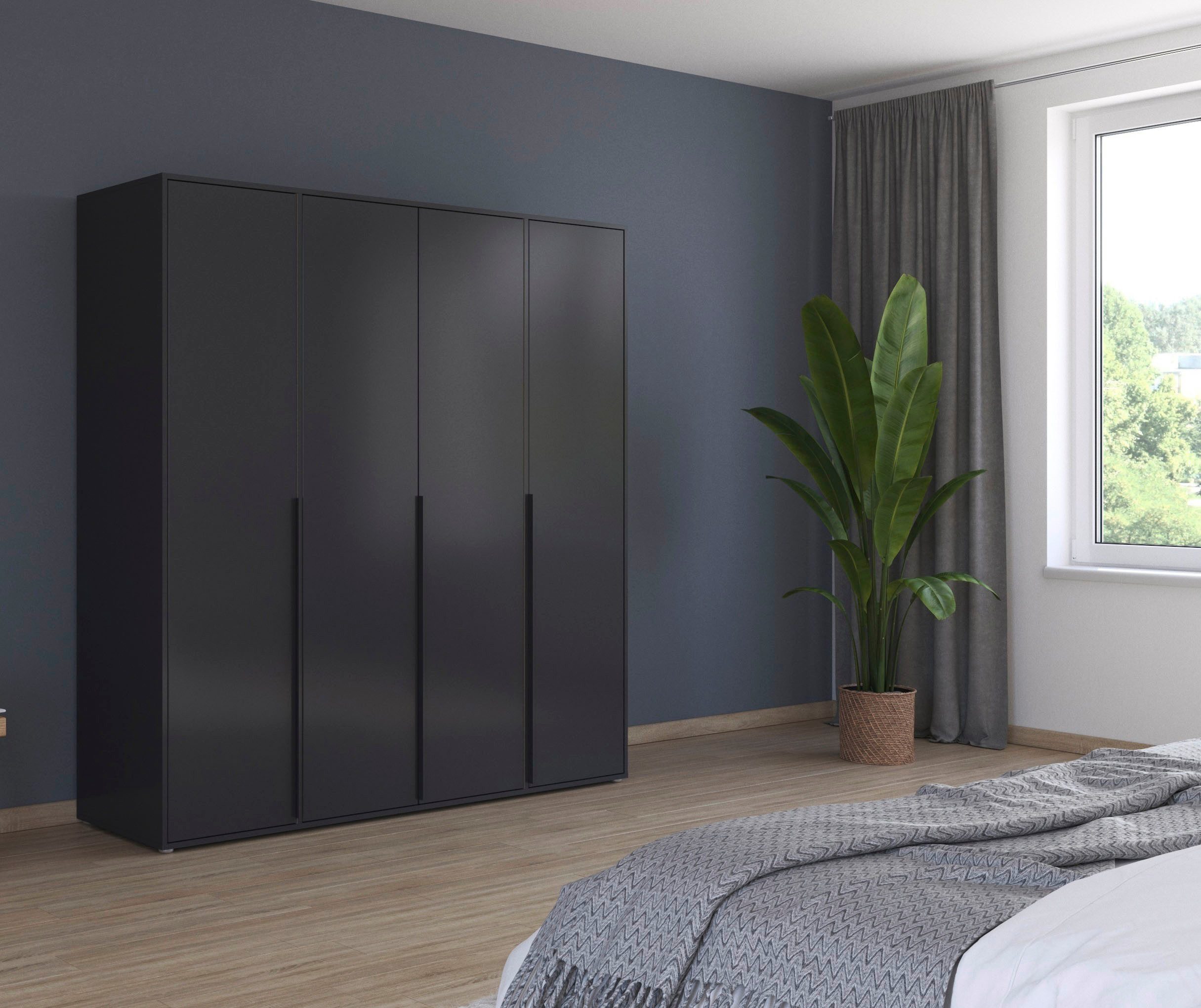 rauch Draaideurkast Kledingkast Kast Garderobe Wasmand NAGATA veel Opbergruimte met moderne stanggrepen in grijs metallic topseller made in germany