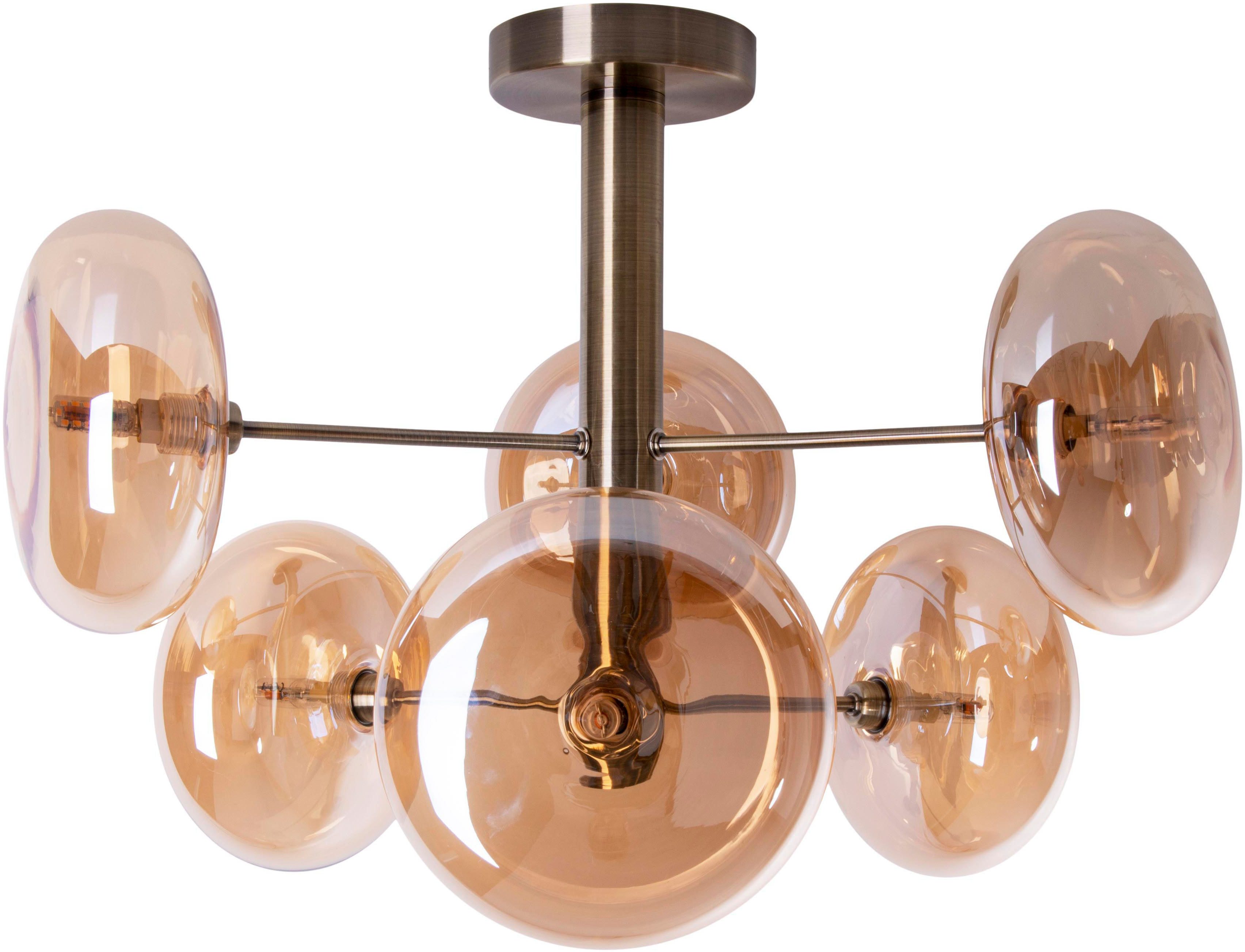 näve Plafondlampen ORION Glazen kappen, 6-armig G9, excl. lichtbronnen, messing-mat, D: 53cm (1 stuk)