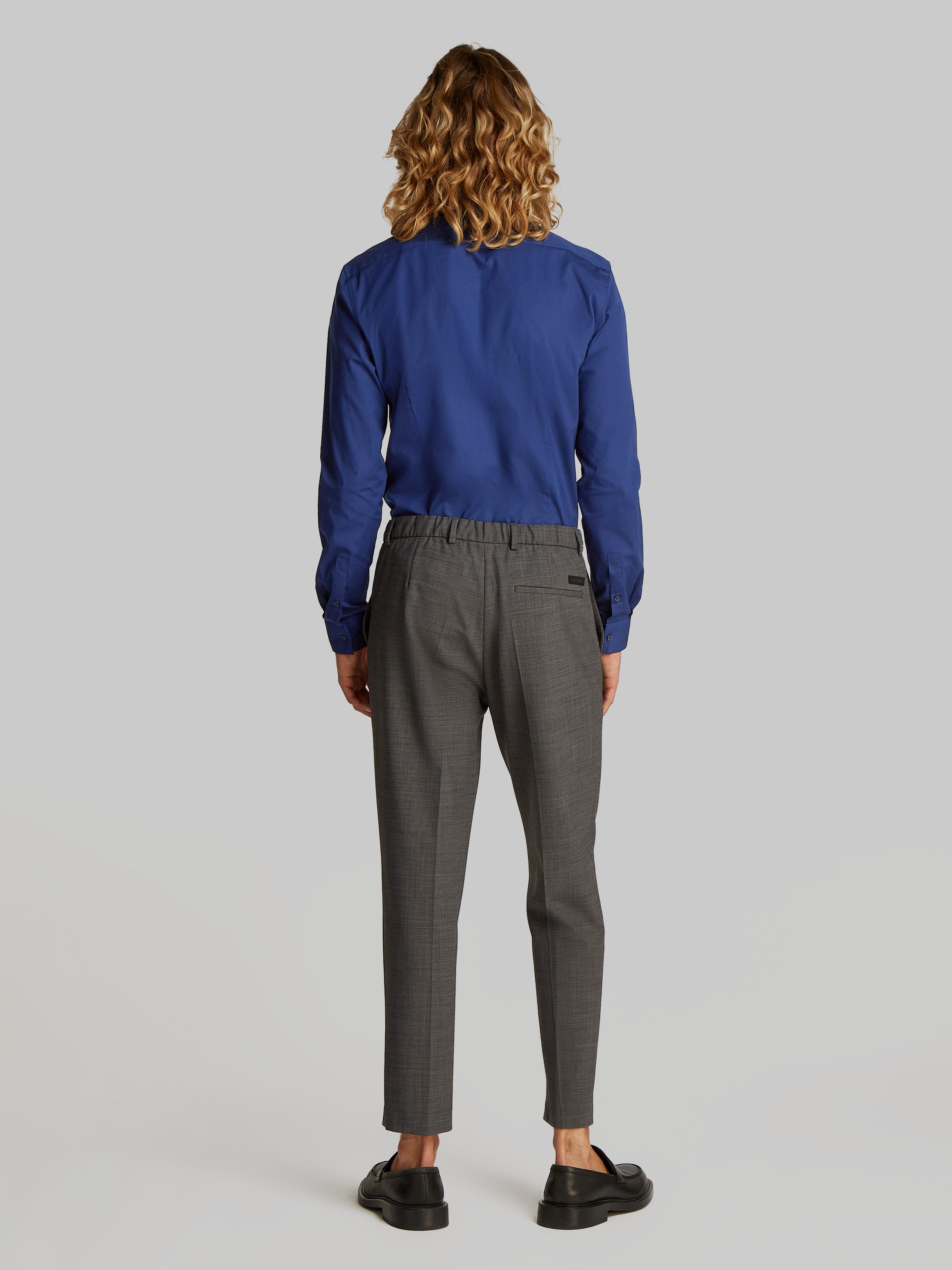 Calvin Klein Businessoverhemd POPLIN STRETCH SLIM SHIRT met kent-kraag, logoprint op borsthoogte