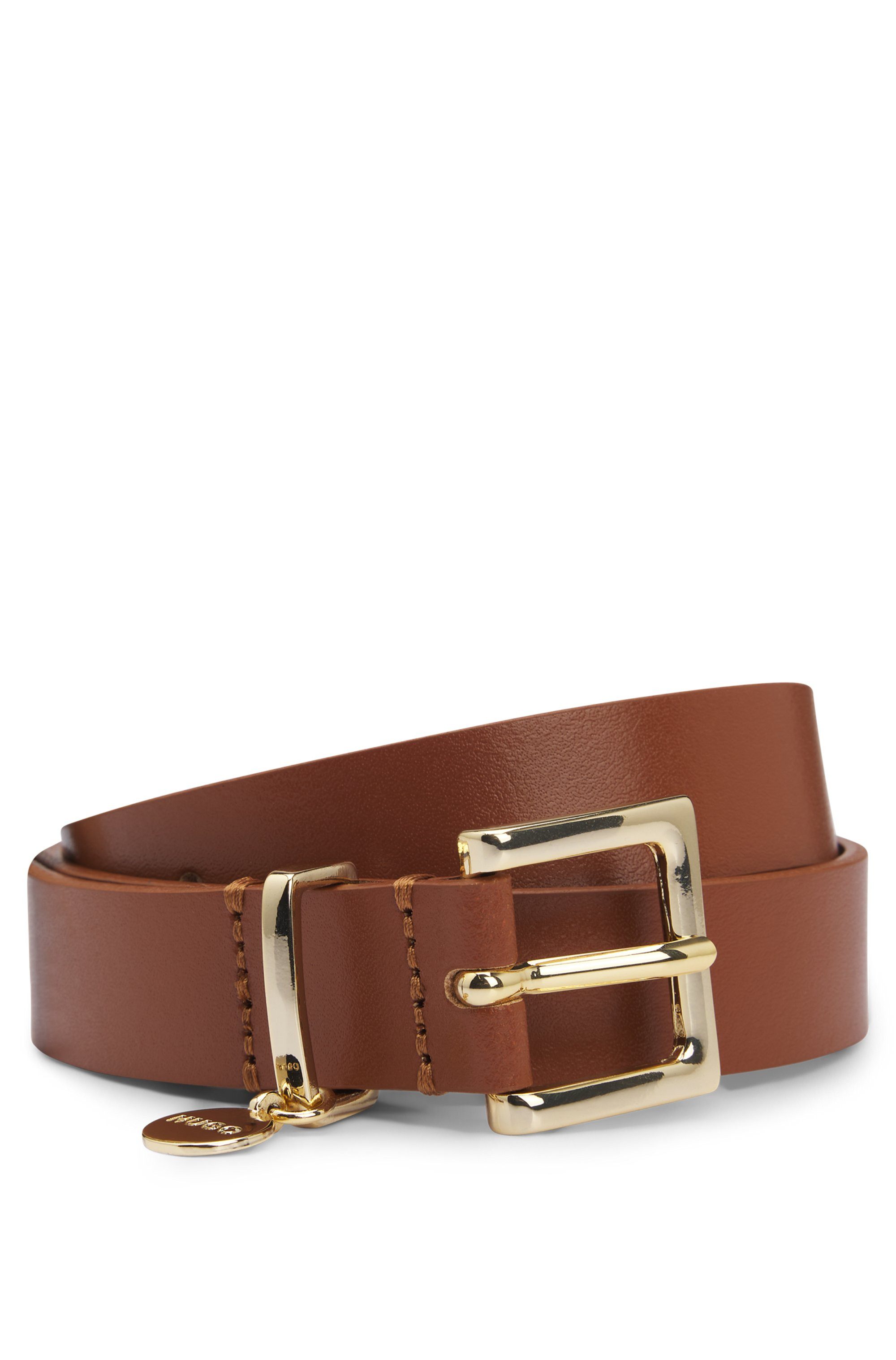 HUGO Leren riem Amelia-G_Sz25 Stijlvolle sluiting met logo hanger