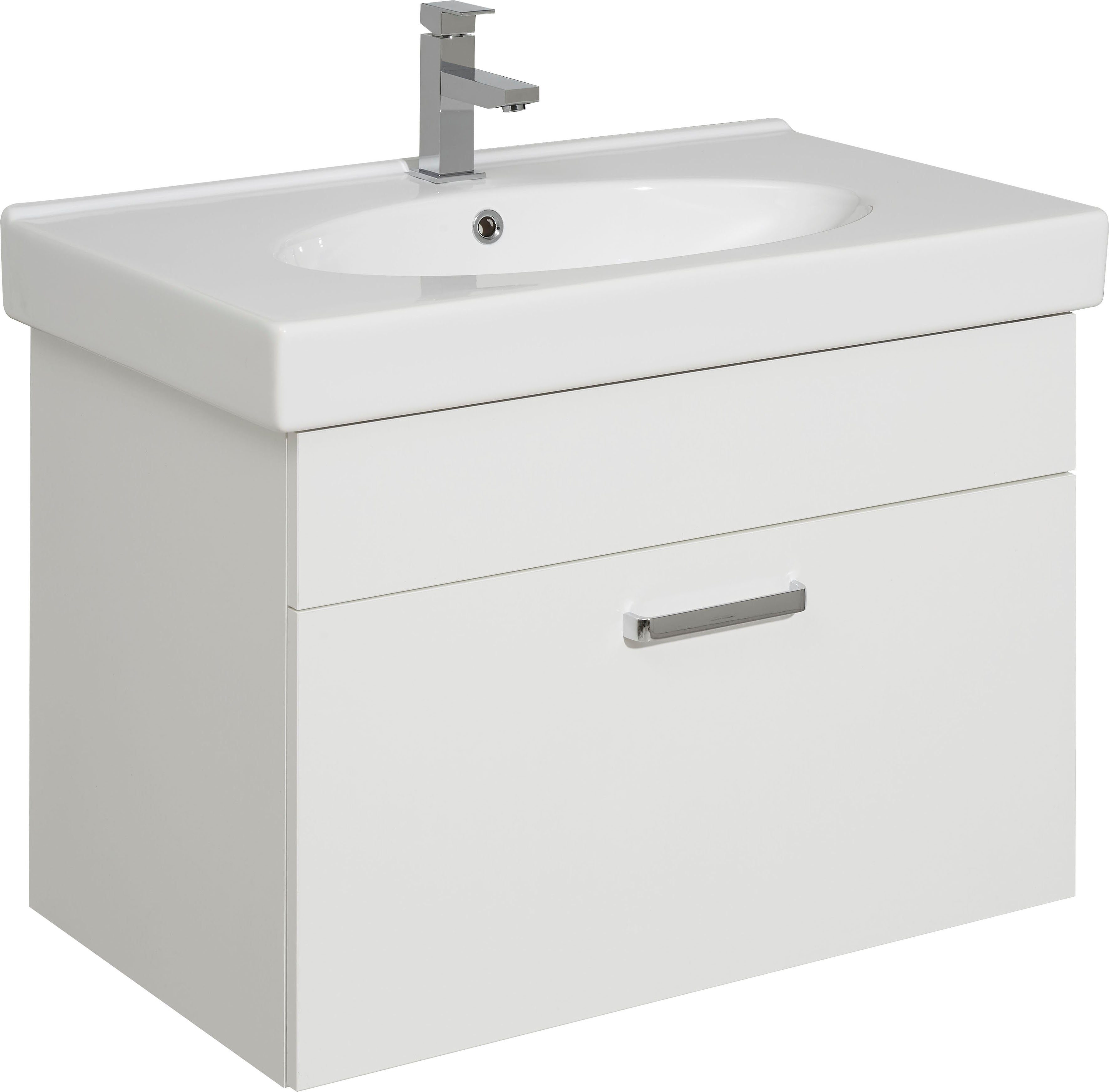 Saphir Wastafelonderkast Quickset keramische wastafel met onderkast, 80 cm breed, badkamermeubels wastafelmeubels wit