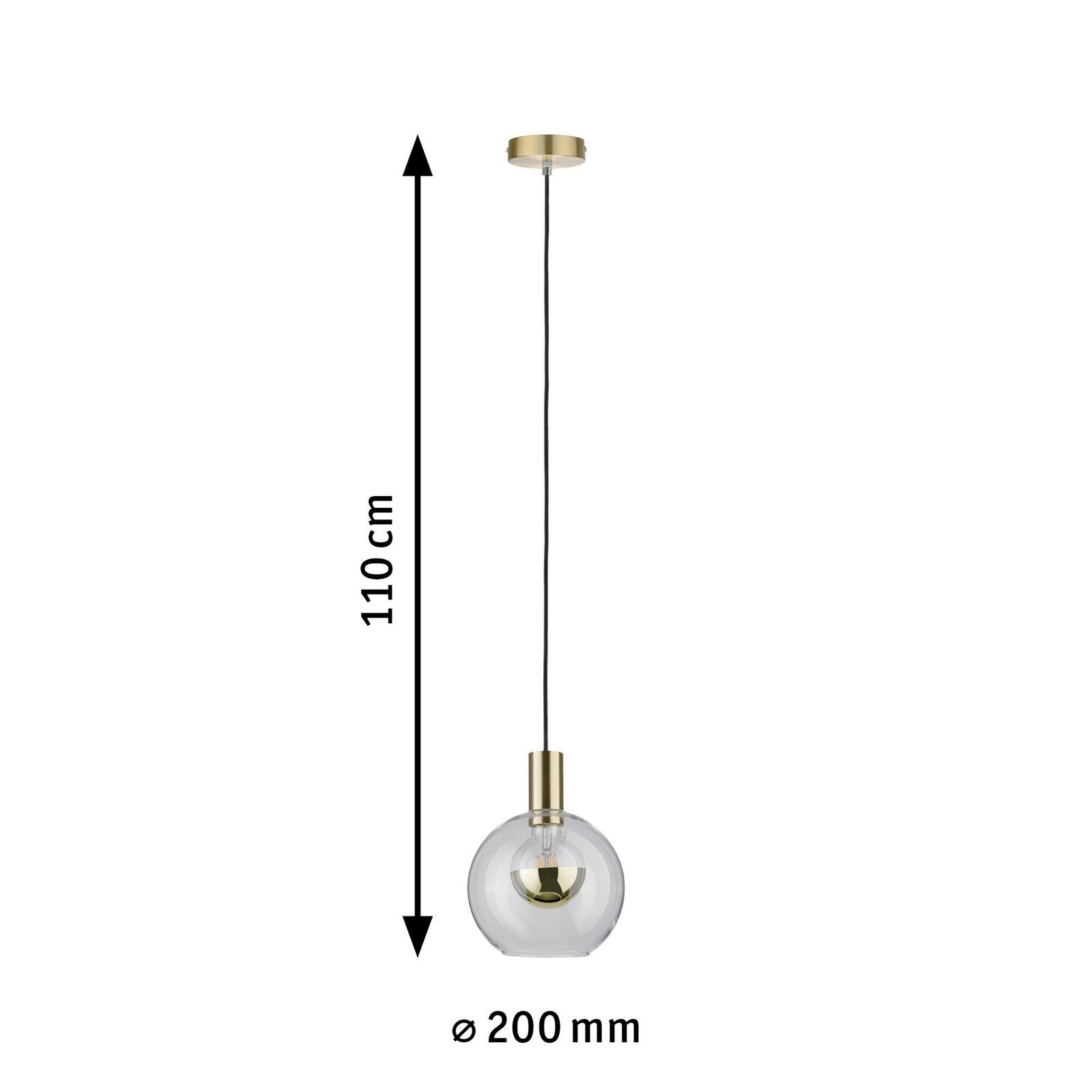 Paulmann Hanglamp Neordic Esben max. 1x20W Helder/Geborsteld messing 230V Glas/Metaal (1 stuk)