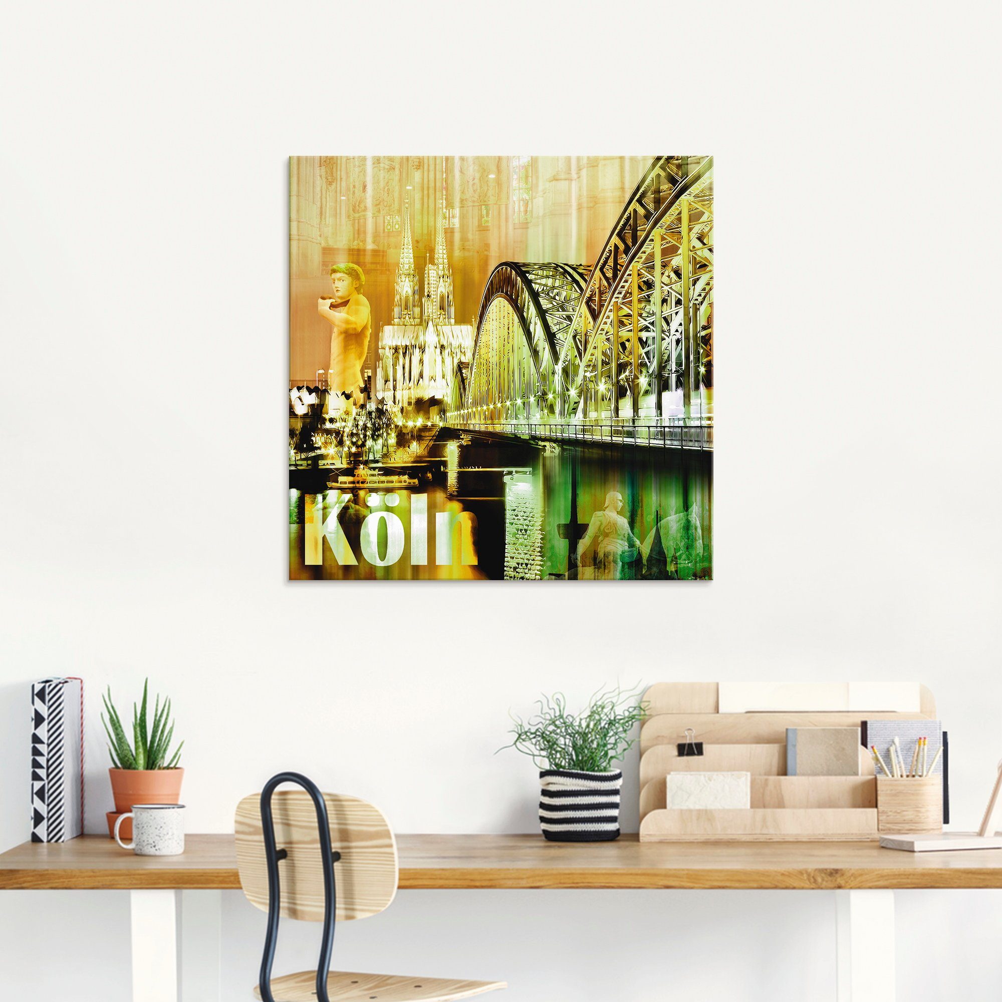 Artland Print op glas Köln skyline abstracte collage II