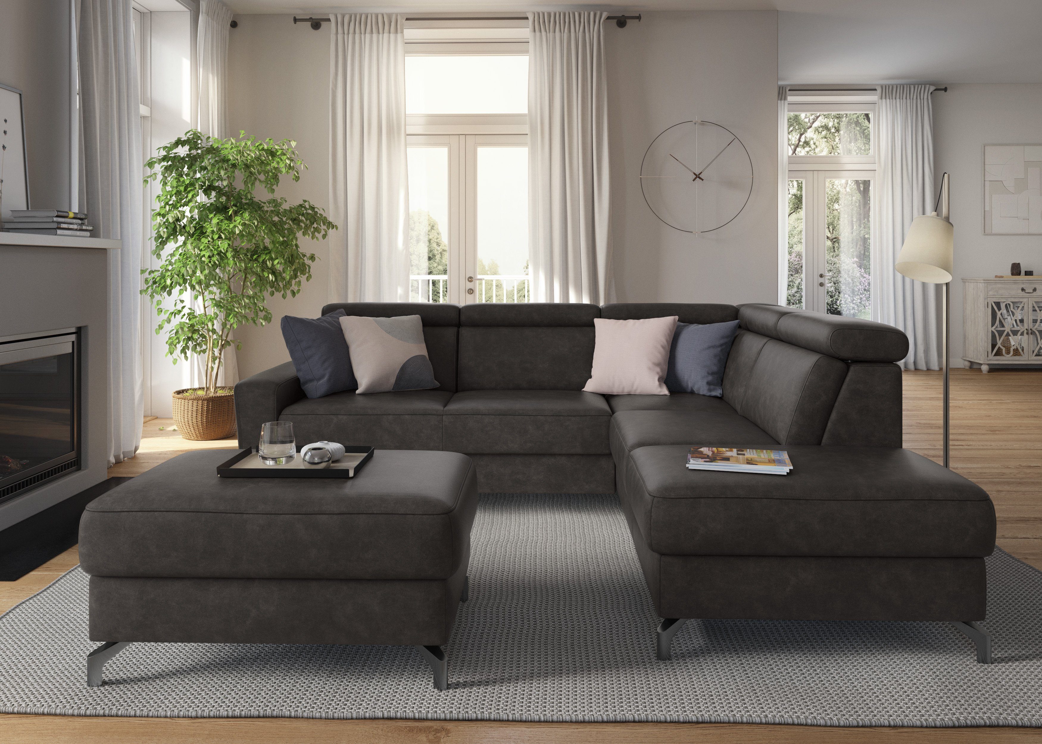 sit&more Hoekbank Scarlett L-vorm met verstelbare hoofdsteun, naar keuze met slaapfunctie, bedkist
