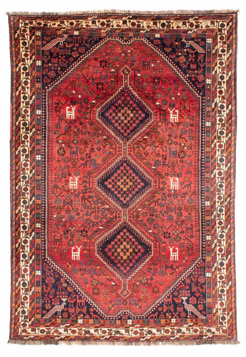 morgenland Wollen kleed Shiraz medaillon rosso 308 x 206 cm Uniek exemplaar met certificaat