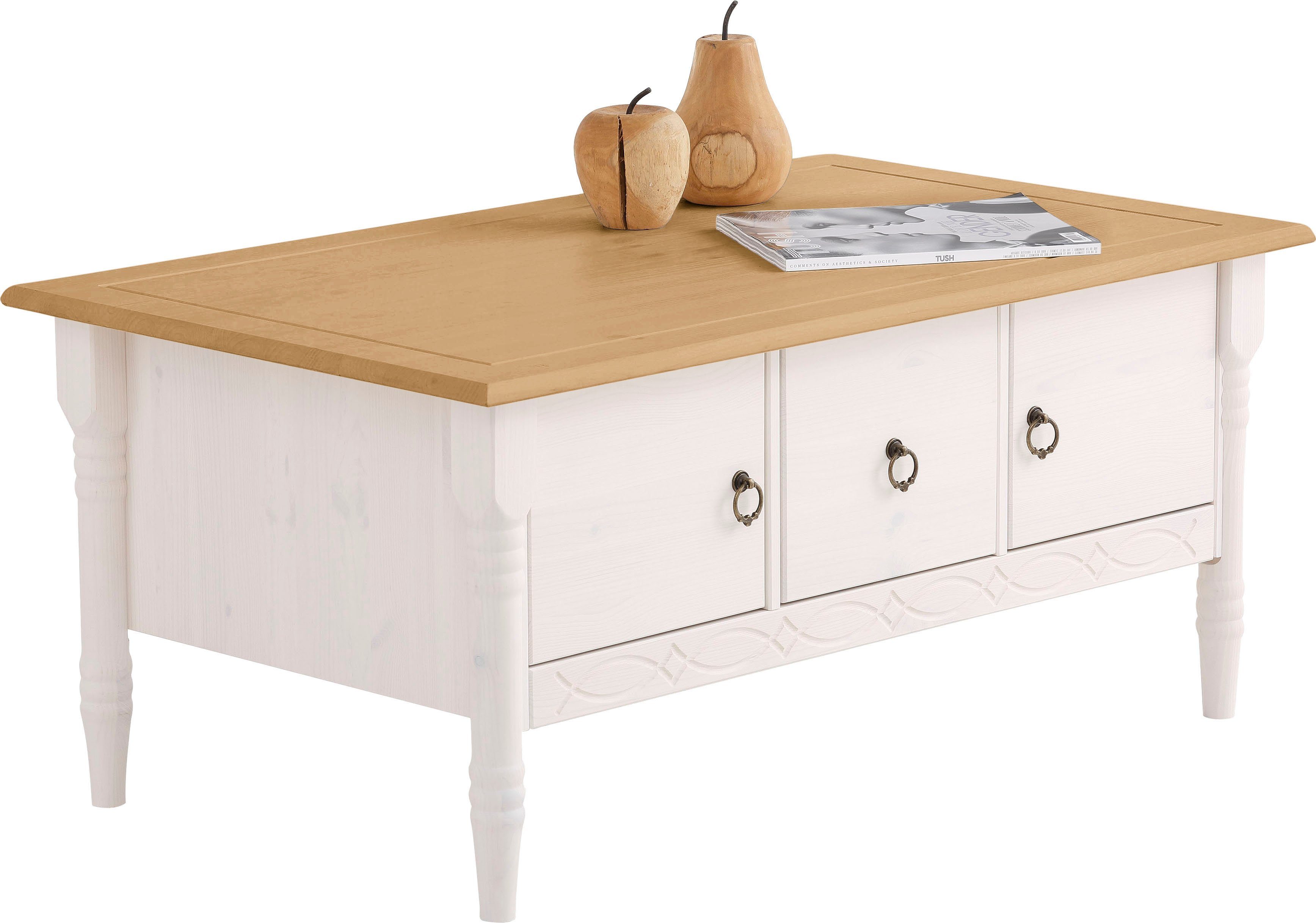 Home affaire Salontafel Indra van massief dennenhout, fsc®, met opbergruimte, discreet ornament