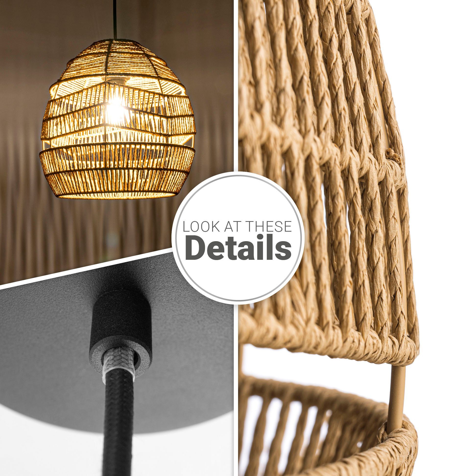 Paco Home Hanglamp Villa Pendellamp hanglamp vintage rustiek LED Boho papier E27