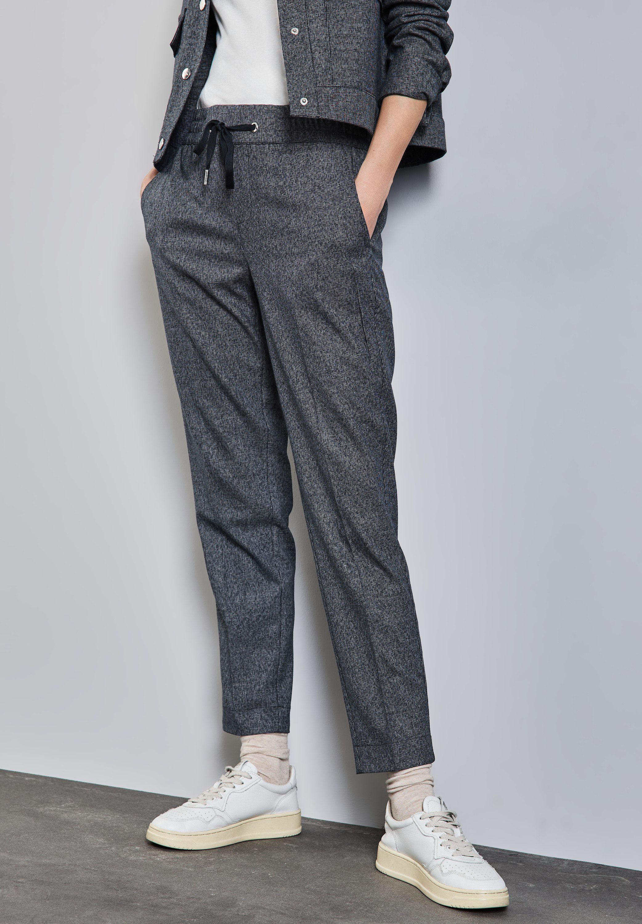STREET ONE Stoffen broek Style Bonny in gemêleerde look dames harembroeken maat 38 blauw