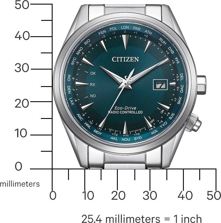 Citizen Radiografisch horloge Polshorloge, herenhorloge, solar, leren band, saffierglas, datum