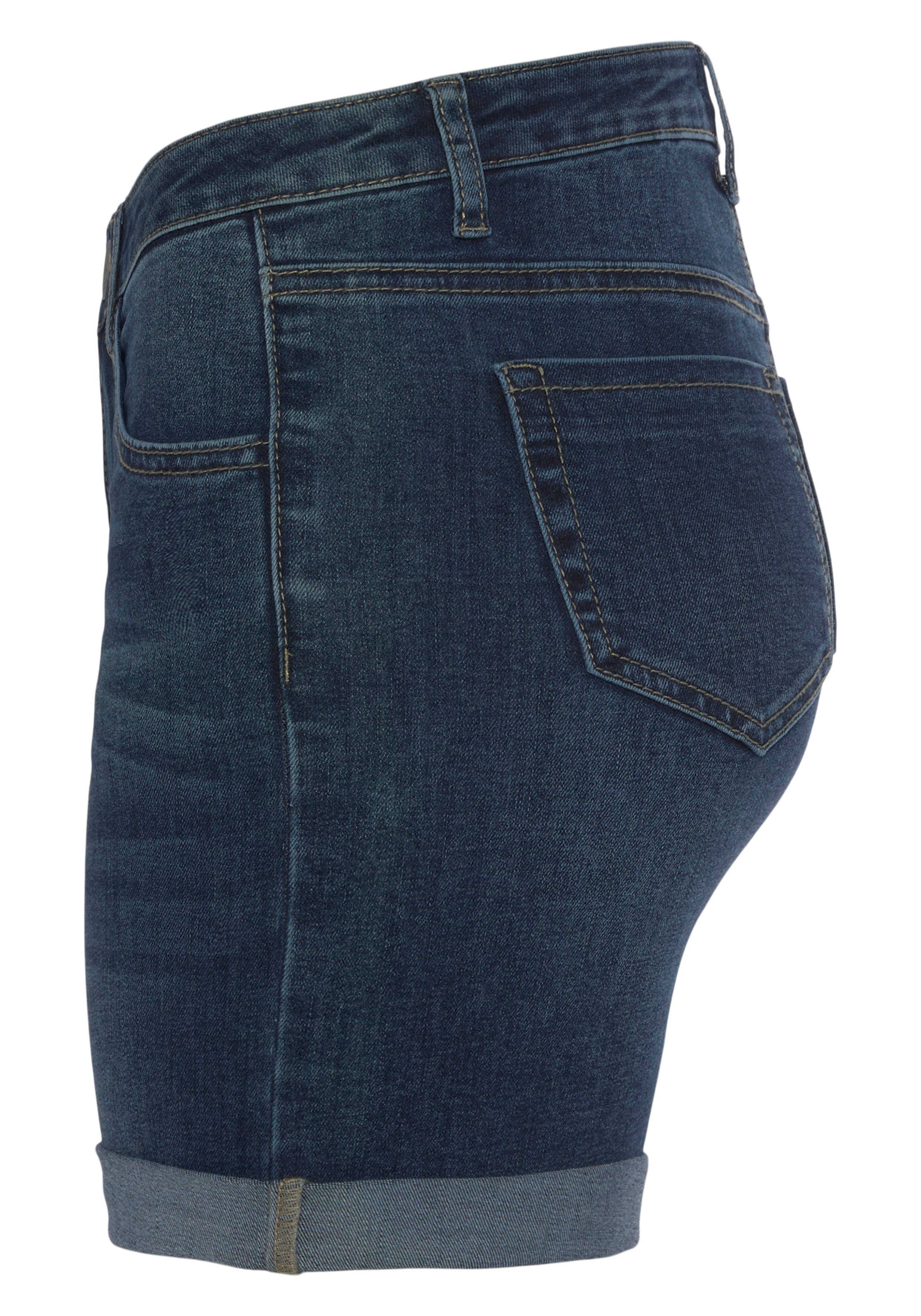 Arizona Jeansshort Ultra Stretch extra strak gesneden, opgerolde beenafsluitingen