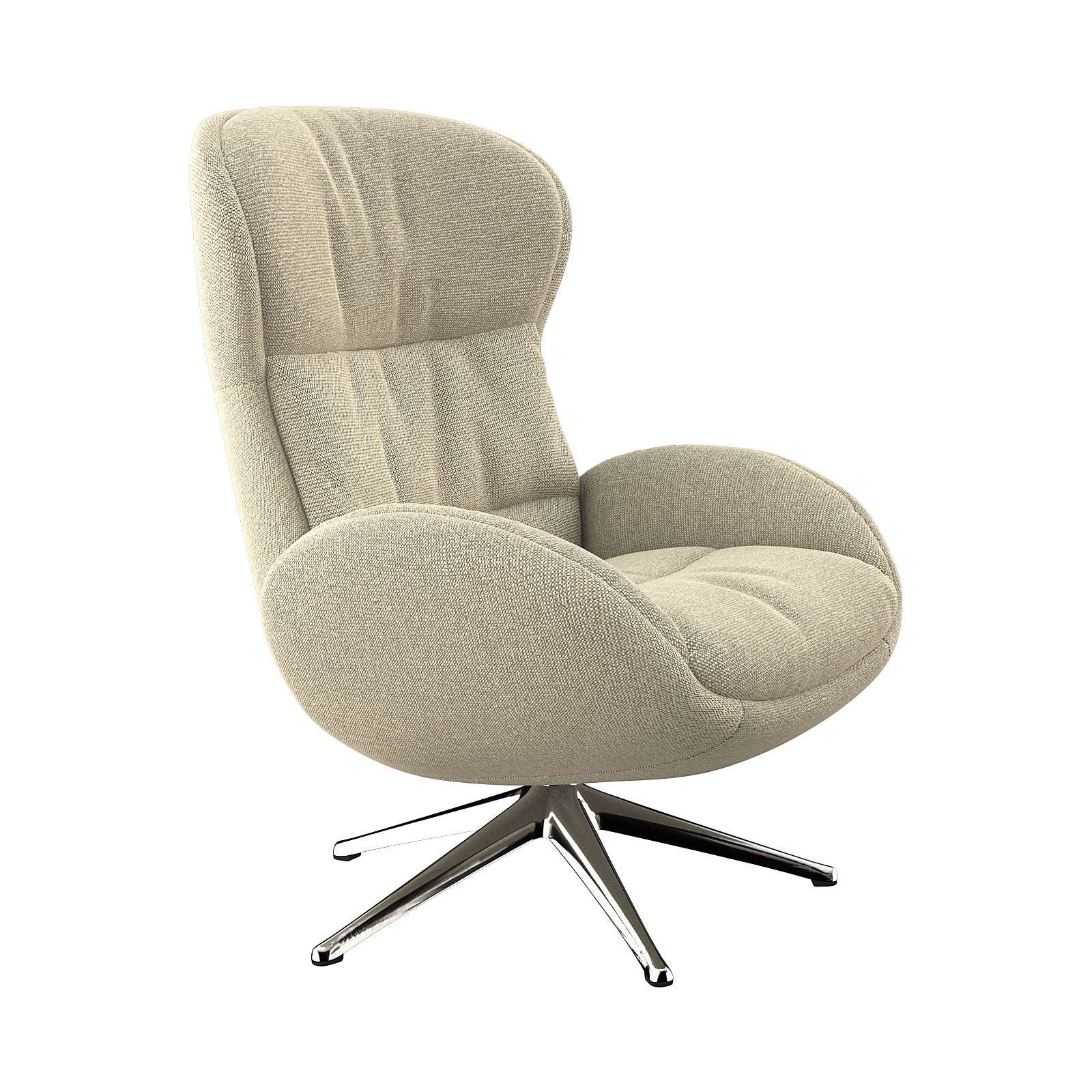 FLEXLUX Relaxfauteuil Haze, TV-stoel, fauteuil, stoffeerstoel Rugdeelverstelling, draaibaar, voet van aluminium tv-fauteuils wit