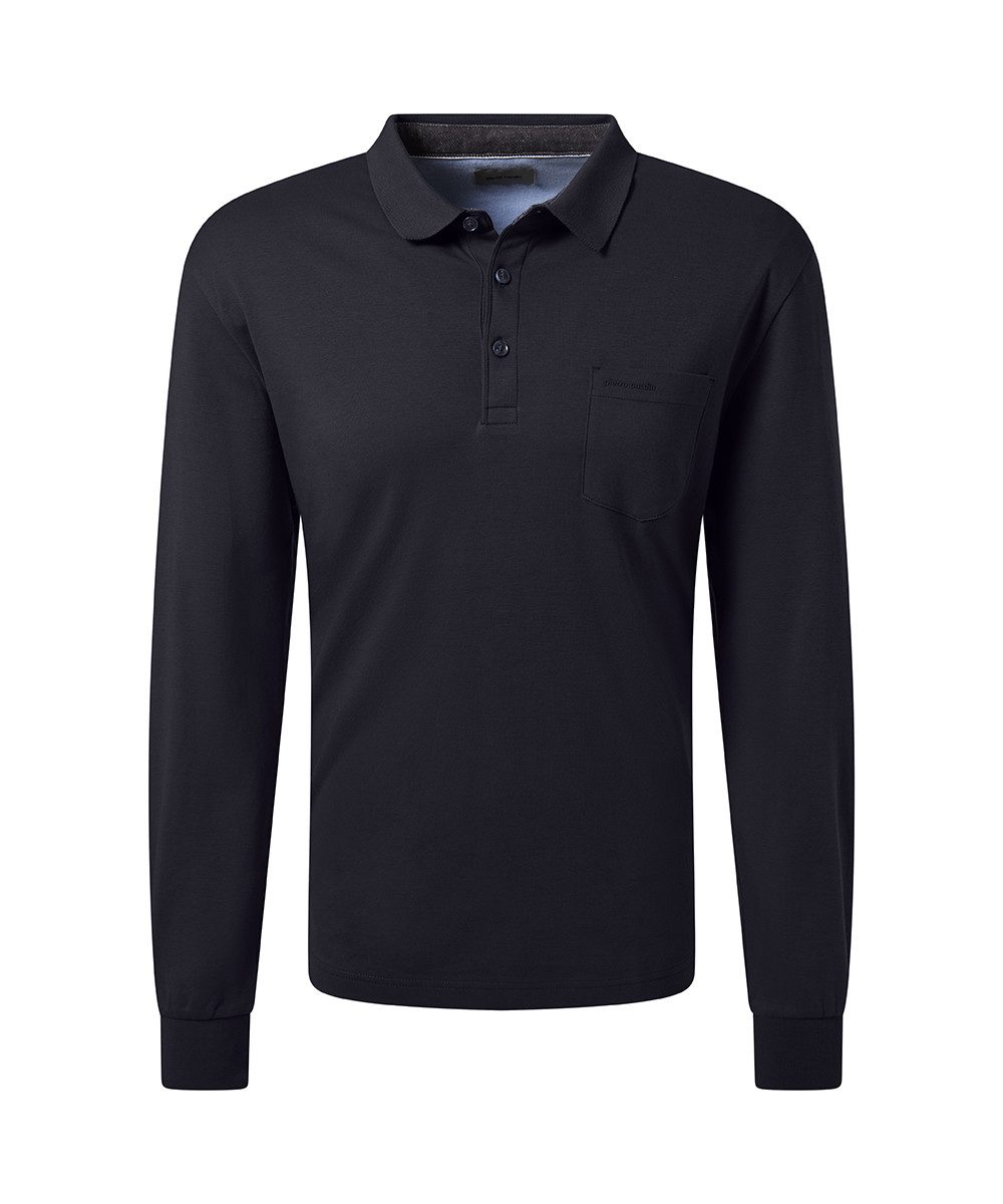 Pierre Cardin Poloshirt met lange mouwen Borstzak met merkapplicatie