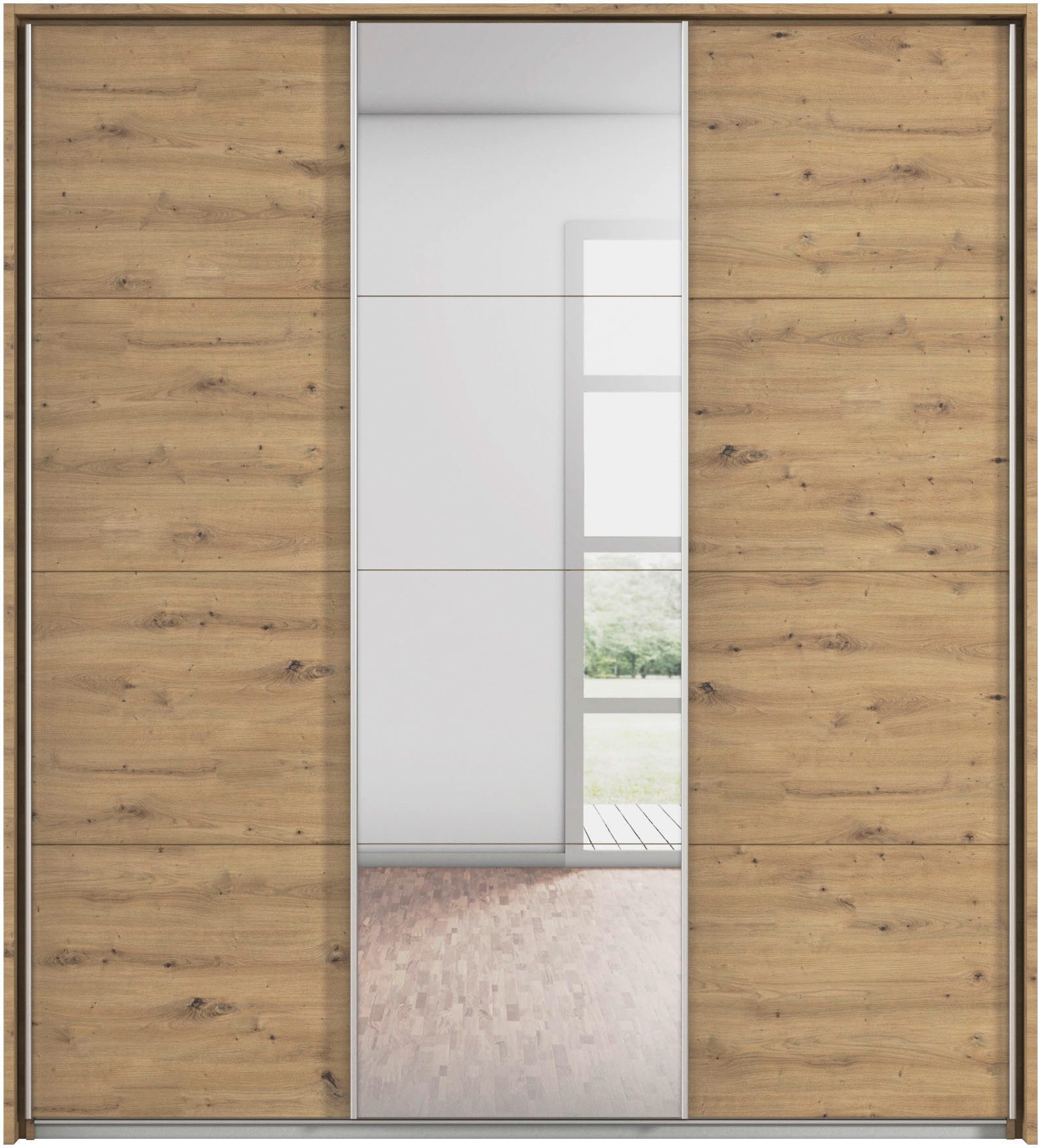 rauch Schuifdeurkast Kledingkast kast garderobe CORTONA met passe-partout en optionele verlichting inclusief indeling 2 boxen en planken