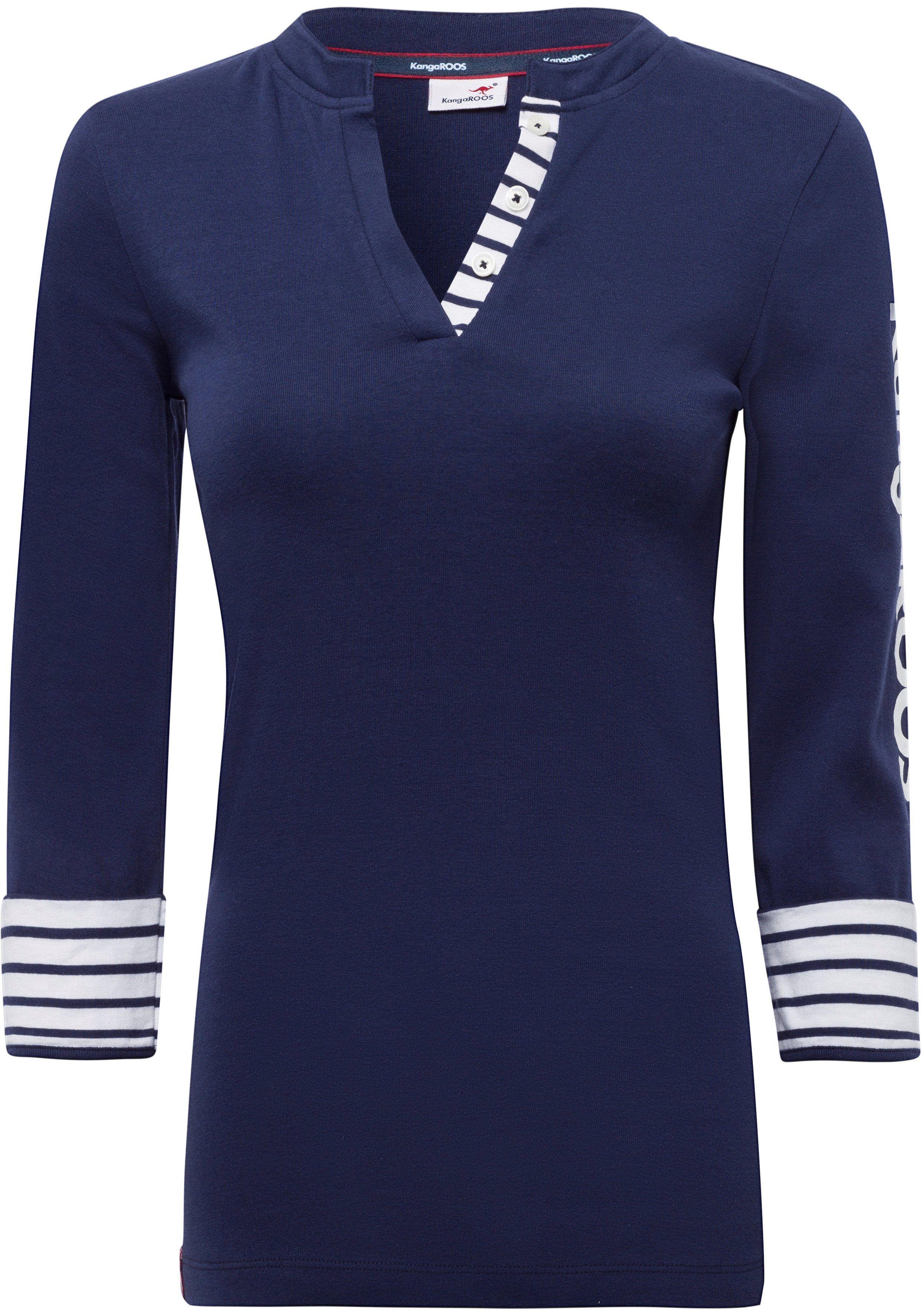 KangaROOS Shirt met 3/4 mouwen 3/4-mouw, figuurgetailleerde pasvorm, met logoprint