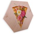 wall-art artprint op hout bloemen pizza artprint op hout keuken (1 stuk) multicolor