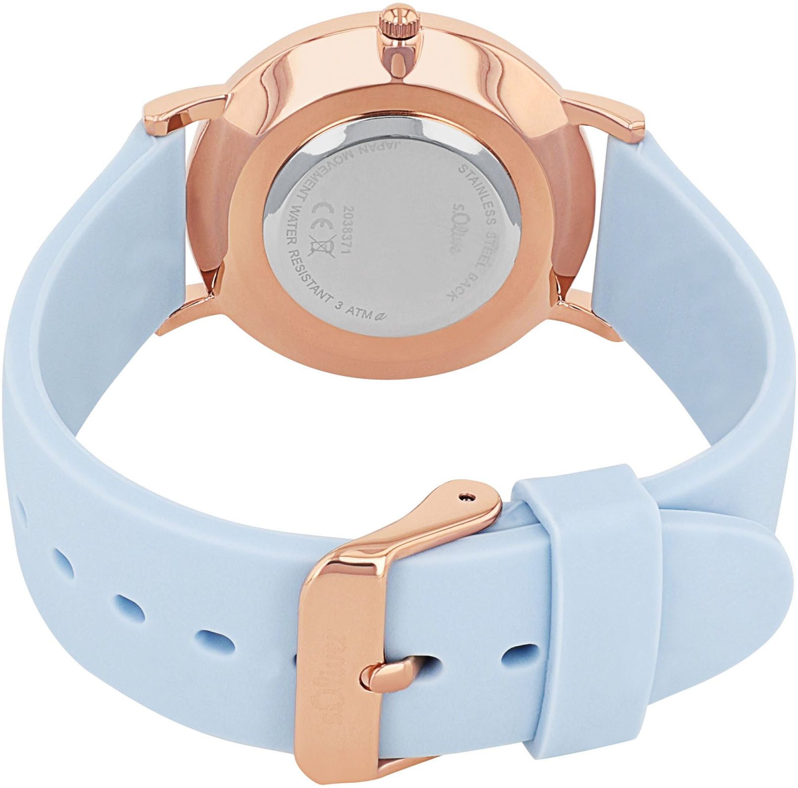 s.Oliver Kwartshorloge Polshorloge, dameshorloge, analoog, bloemen, siliconen armband