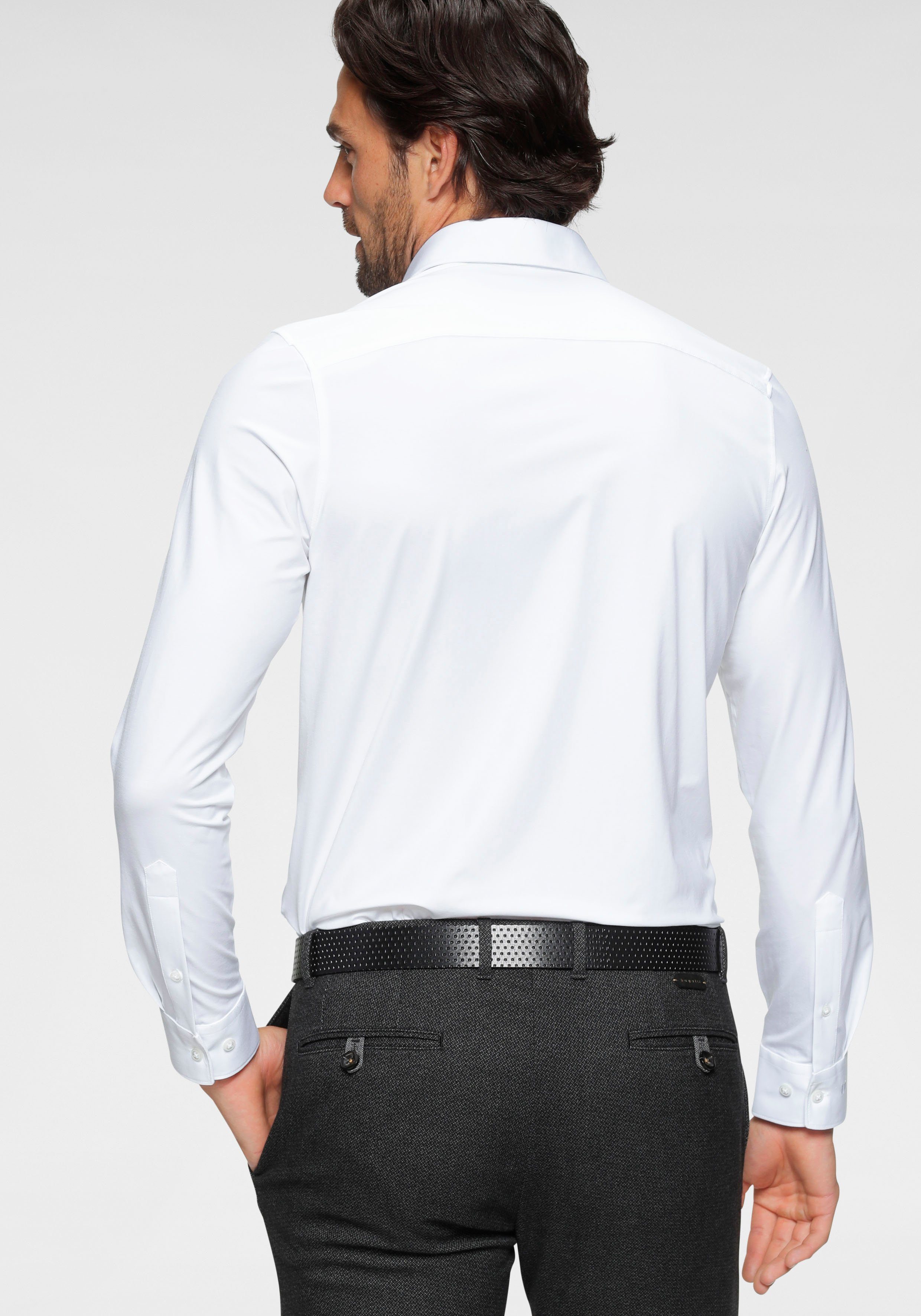 OLYMP Overhemd met lange mouwen Luxor 24/Seven modern fit jersey shirt met geurremmende materiaaleigenschappen