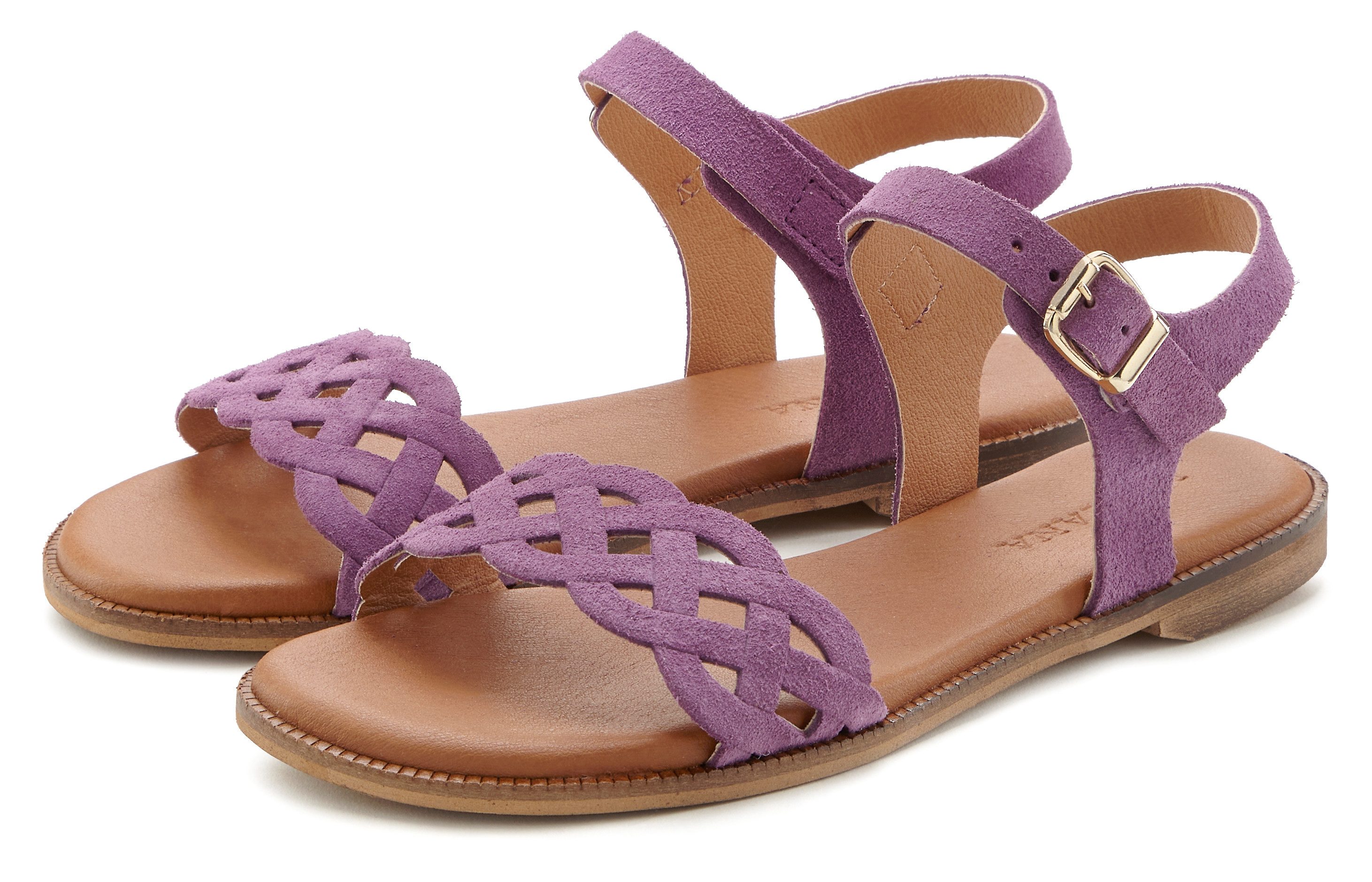 Lascana Sandalen Zomerschoen Sandalette, zomerschoen van leer met uitsparingen en zachte binnenzool