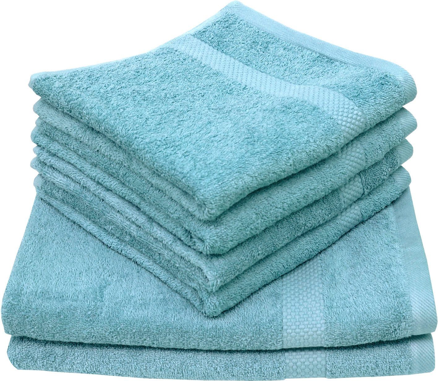Dyckhoff Handdoekenset Planeet 4 handdoeken (50x100 cm), 2 douchehanddoeken (70x140 cm) (set, 6-delig) handdoeken blauw